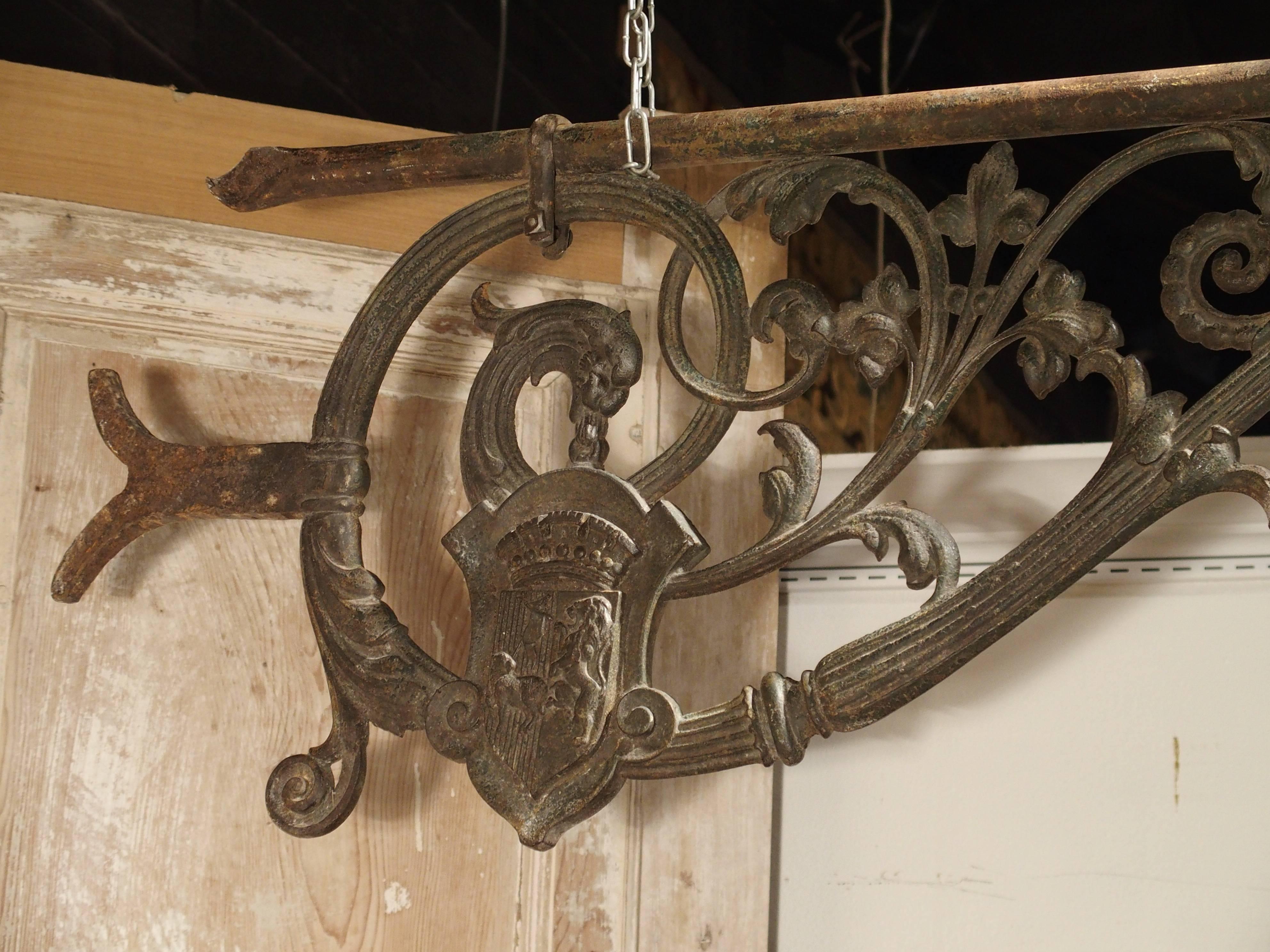 French Large 19th Century Painted Iron Sign Holder from Bordeaux, France