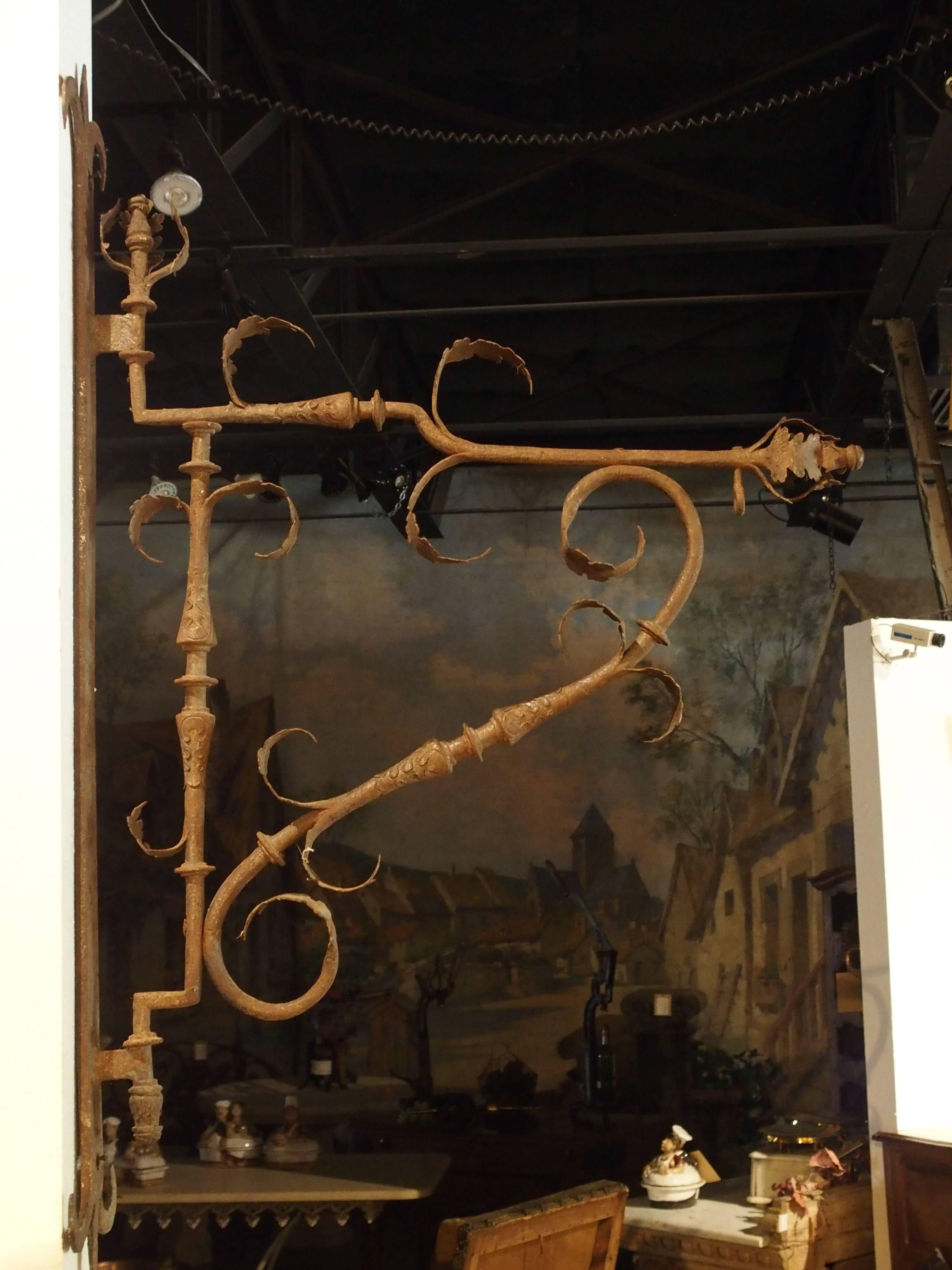 French Beautiful 18th Century Iron Sign or Lantern Holder from France