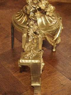 Paire de Chenets Napoléon III en bronze doré de France