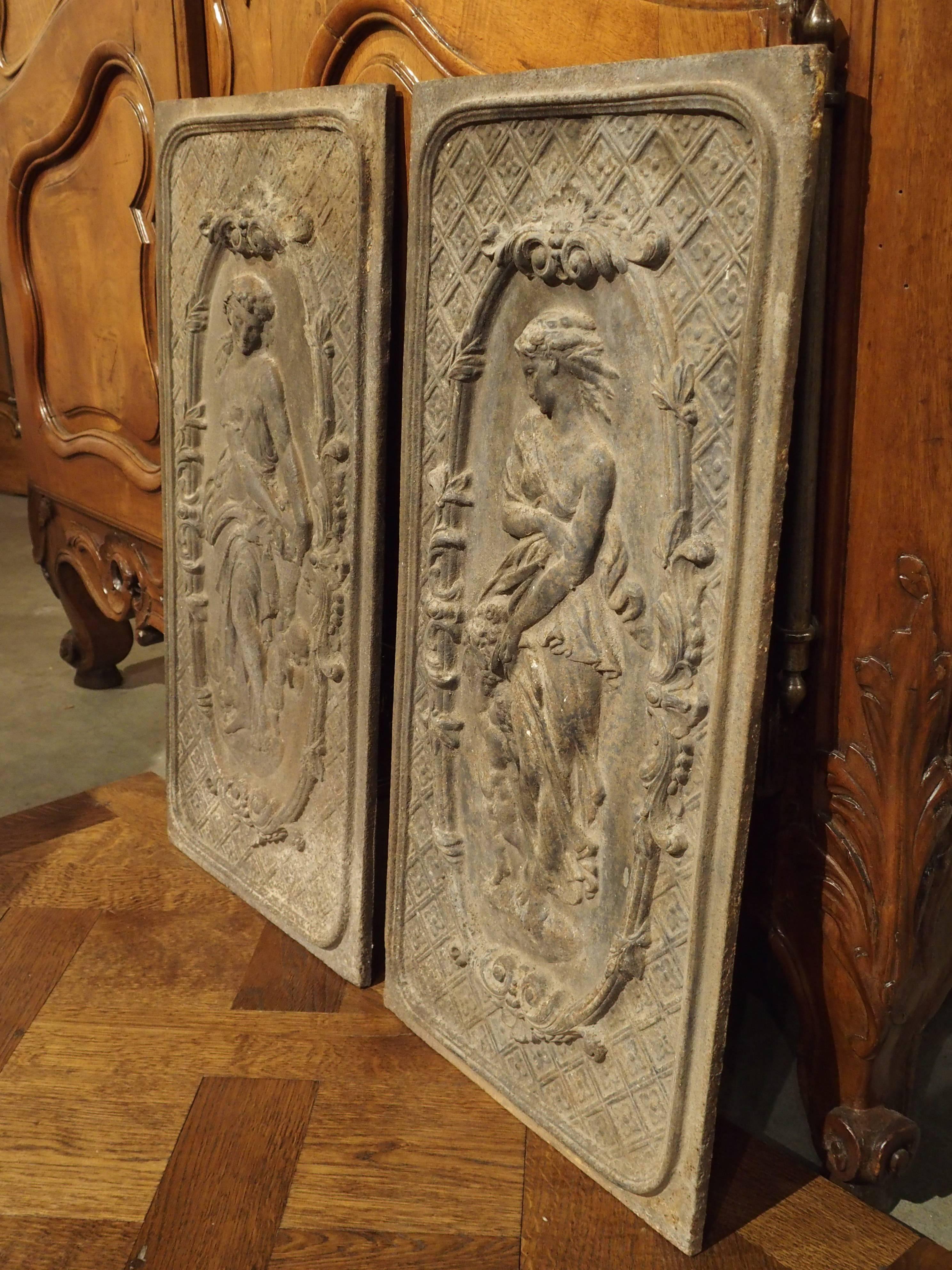 Cast Pair of Mid-19th Century French Fireback Panels