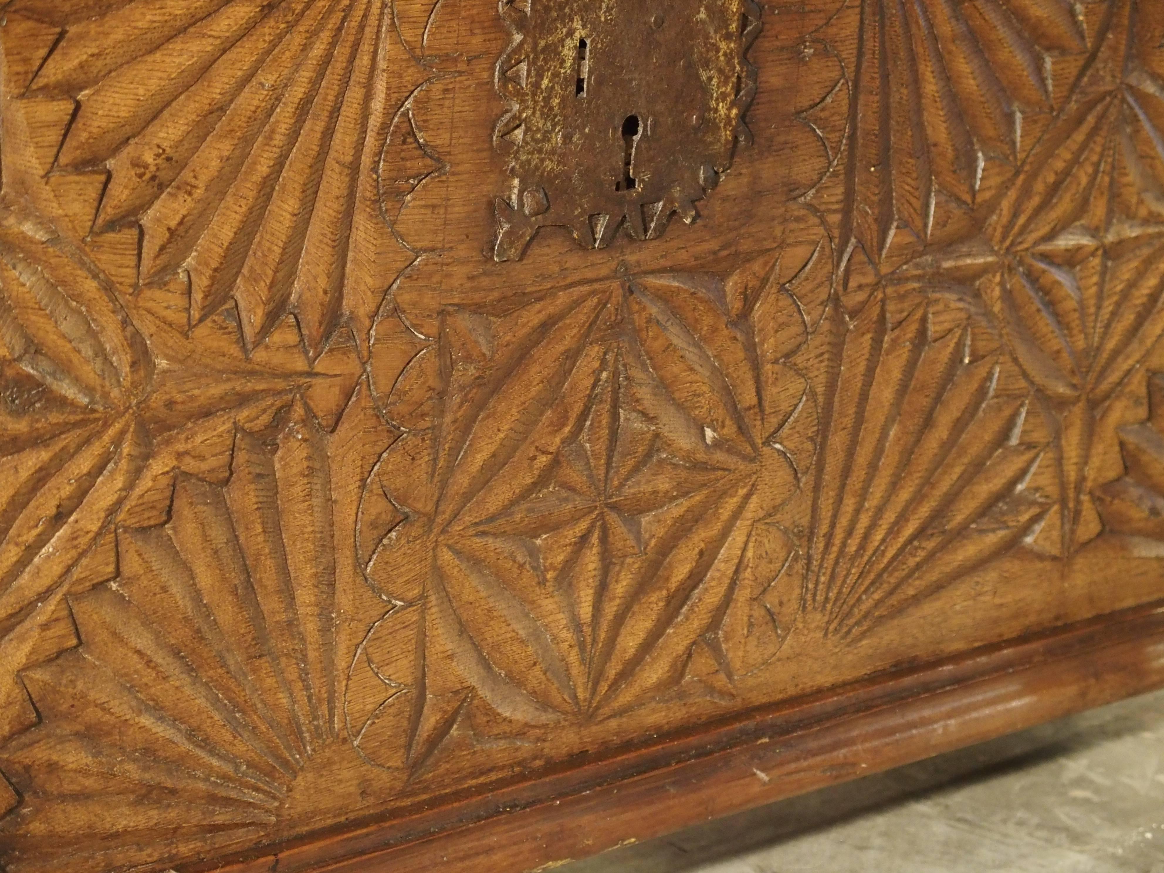 Oak Trunk from France with Detailed Hand-Carved Front Panel 3