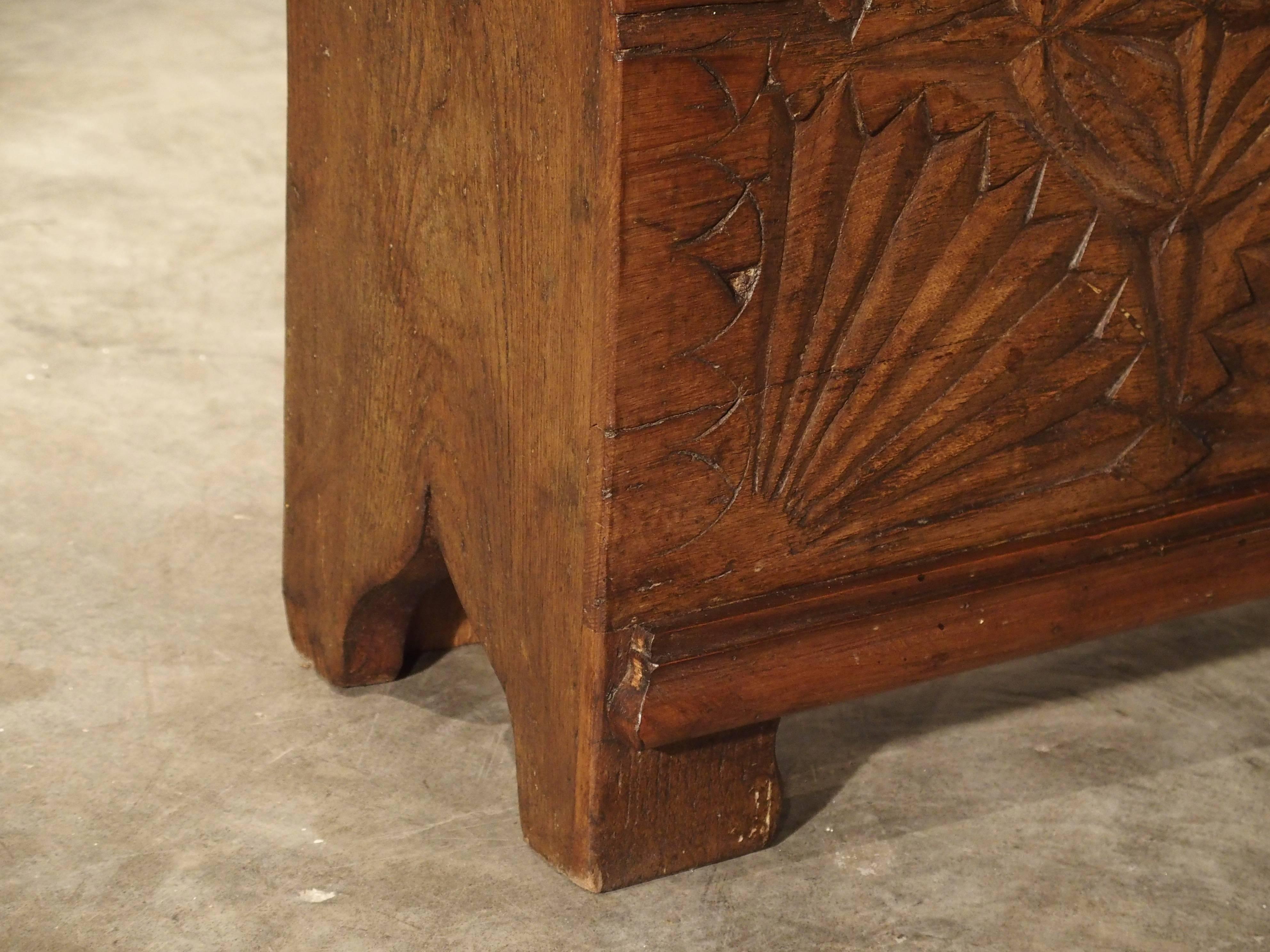 Oak Trunk from France with Detailed Hand-Carved Front Panel 4