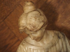 Late 19th Century Marble and Alabaster Carving of a Couple Seated on a Bench