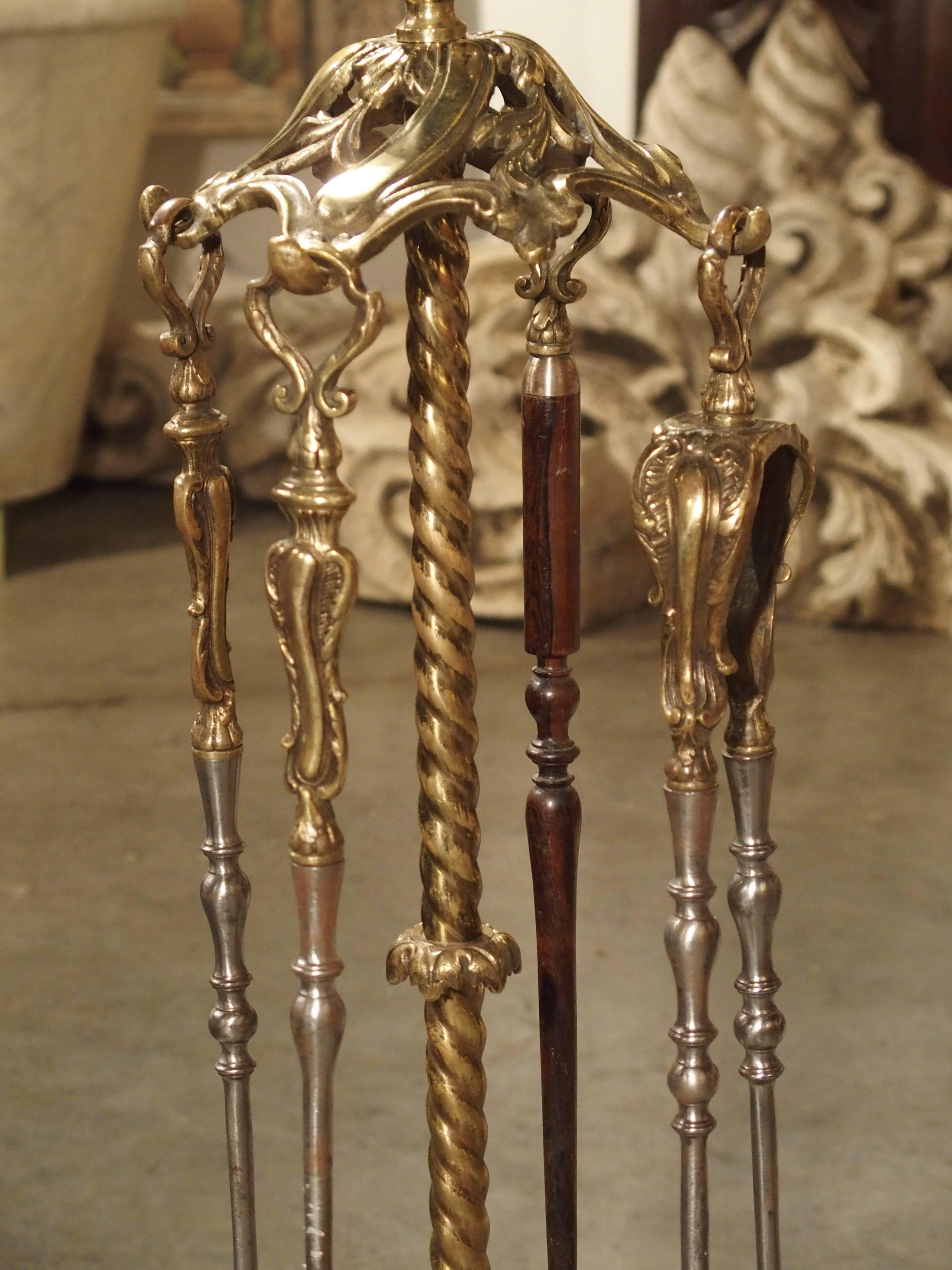 Complete Set of 19th Century Fireplace Tools from France In Good Condition In Dallas, TX