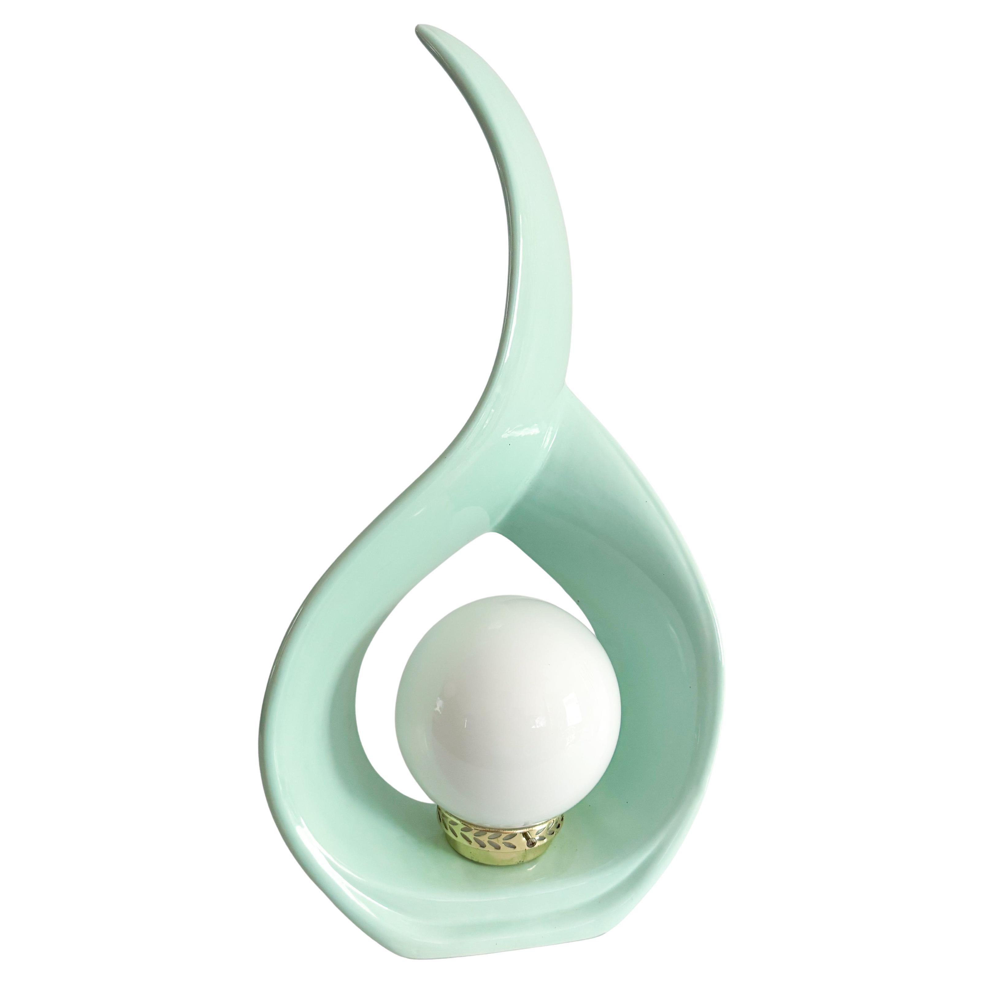 Lampada da tavolo scultorea a goccia - Verde menta - Rara illuminazione Art Deco degli anni '80