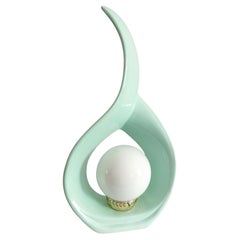 Skulpturale Teardrop-Tischlampe - Mintgrün - Seltene 1980er Art Deco Beleuchtung