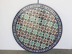 Moroccan Round Mosaic Tile Outdoor Table in Moorish Fez Design
