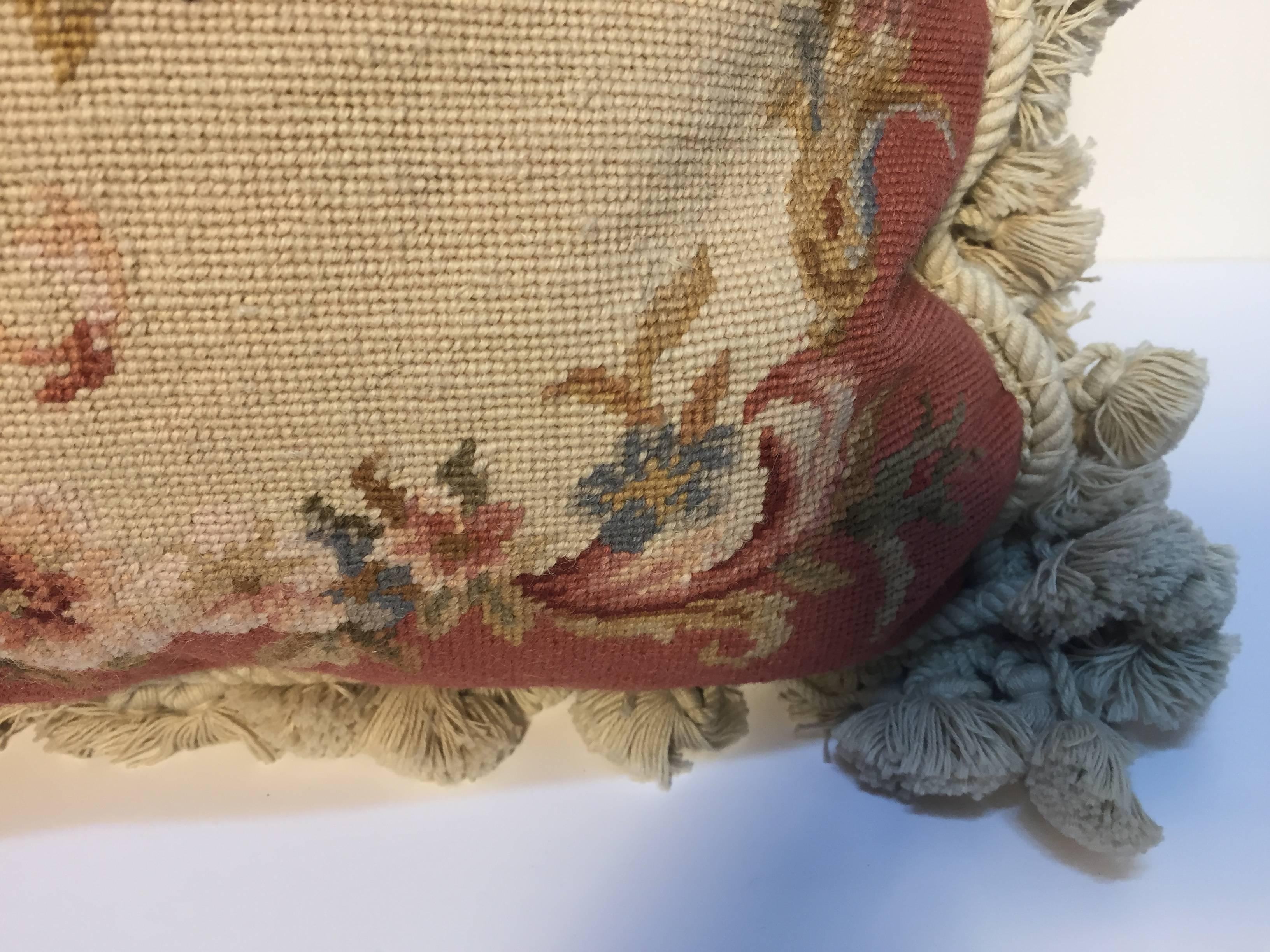 French Provincial Aubusson Style Throw Pillow In Good Condition In North Hollywood, CA