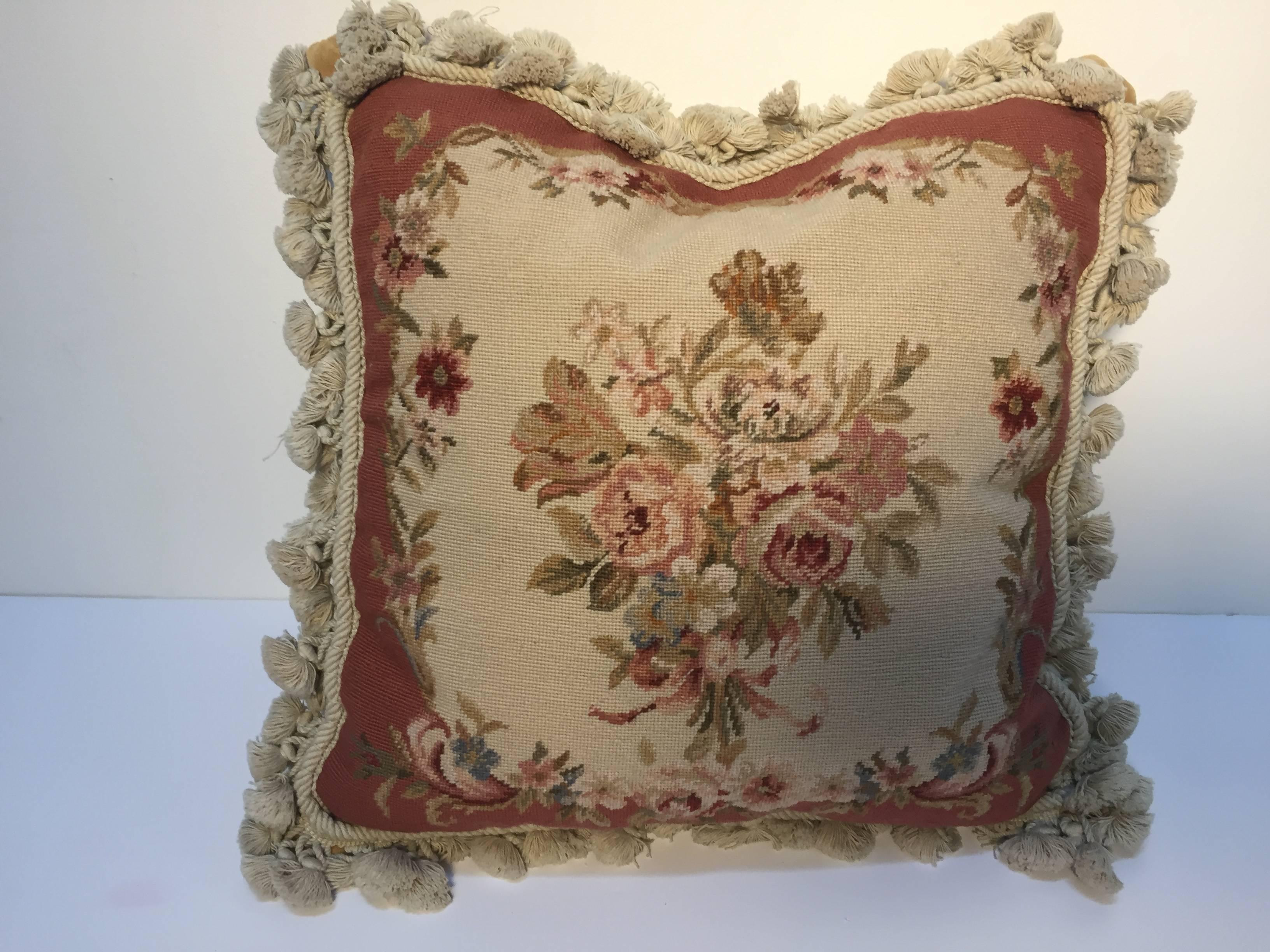 20th Century French Provincial Aubusson Style Throw Pillow