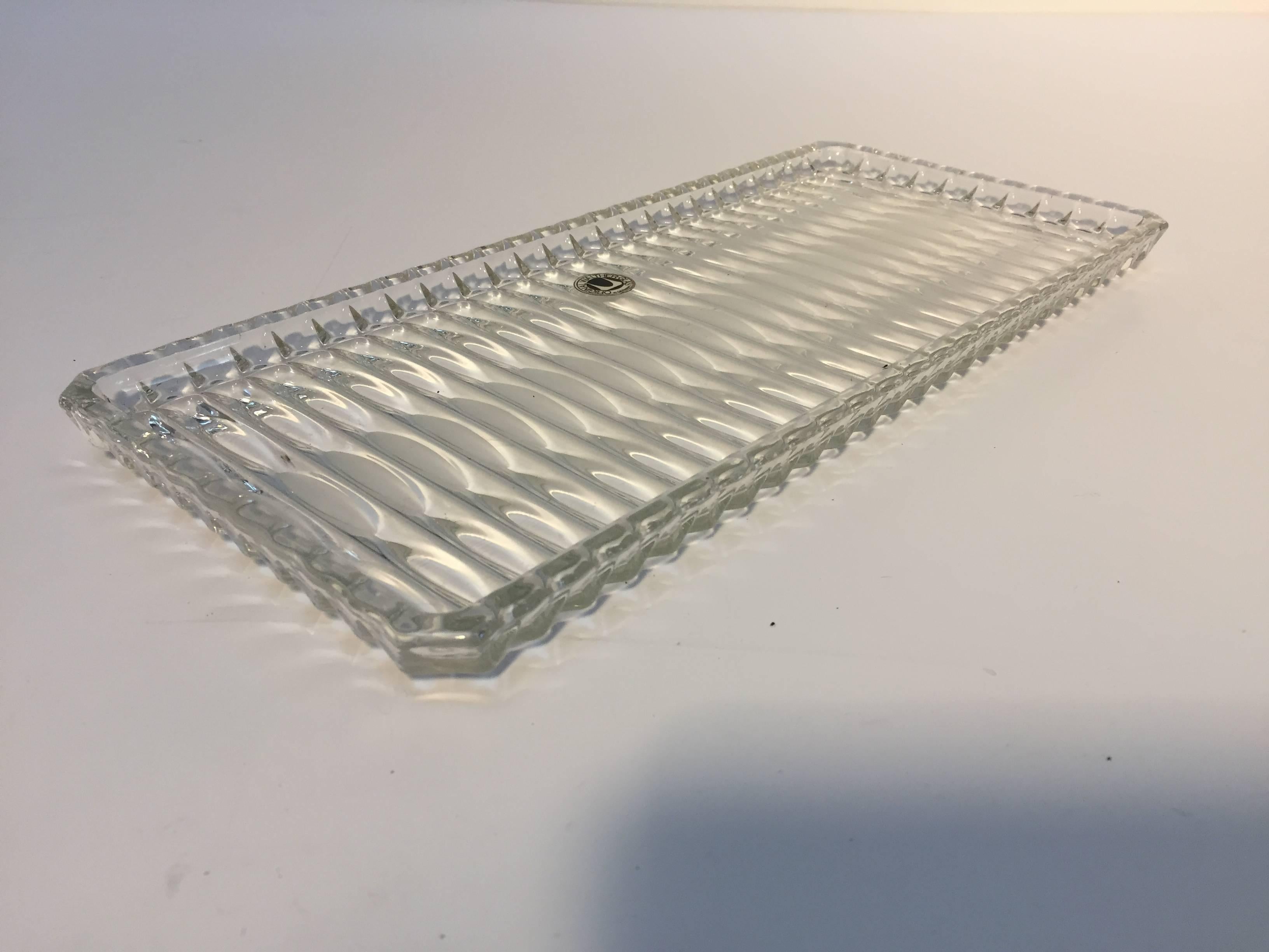 Mid-Century Modern Crystal Glass Vanity or Cake Tray by Walther Glass, W. Germany, circa 1970