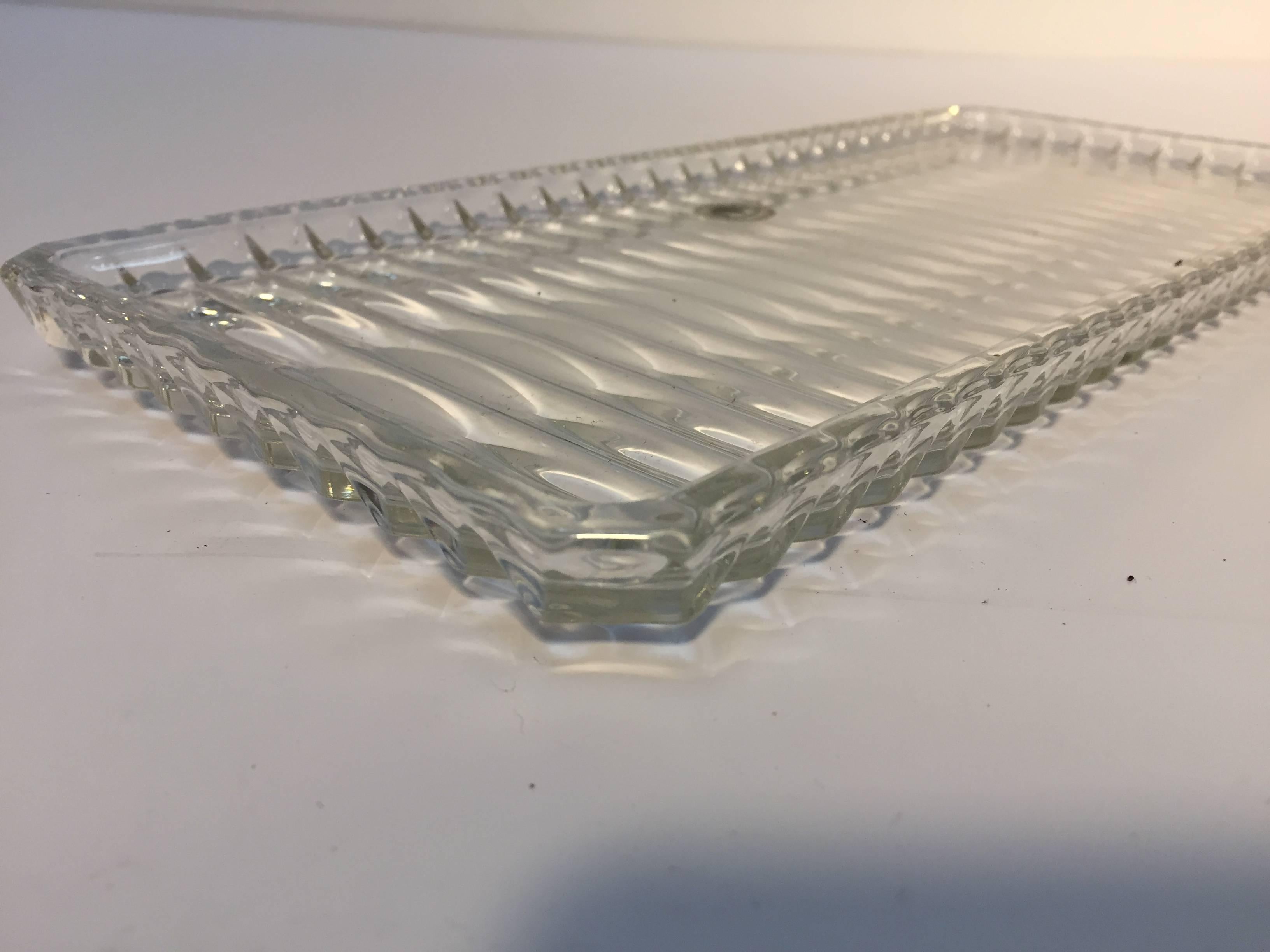 Crystal Glass Vanity or Cake Tray by Walther Glass, W. Germany, circa 1970 In Good Condition In North Hollywood, CA