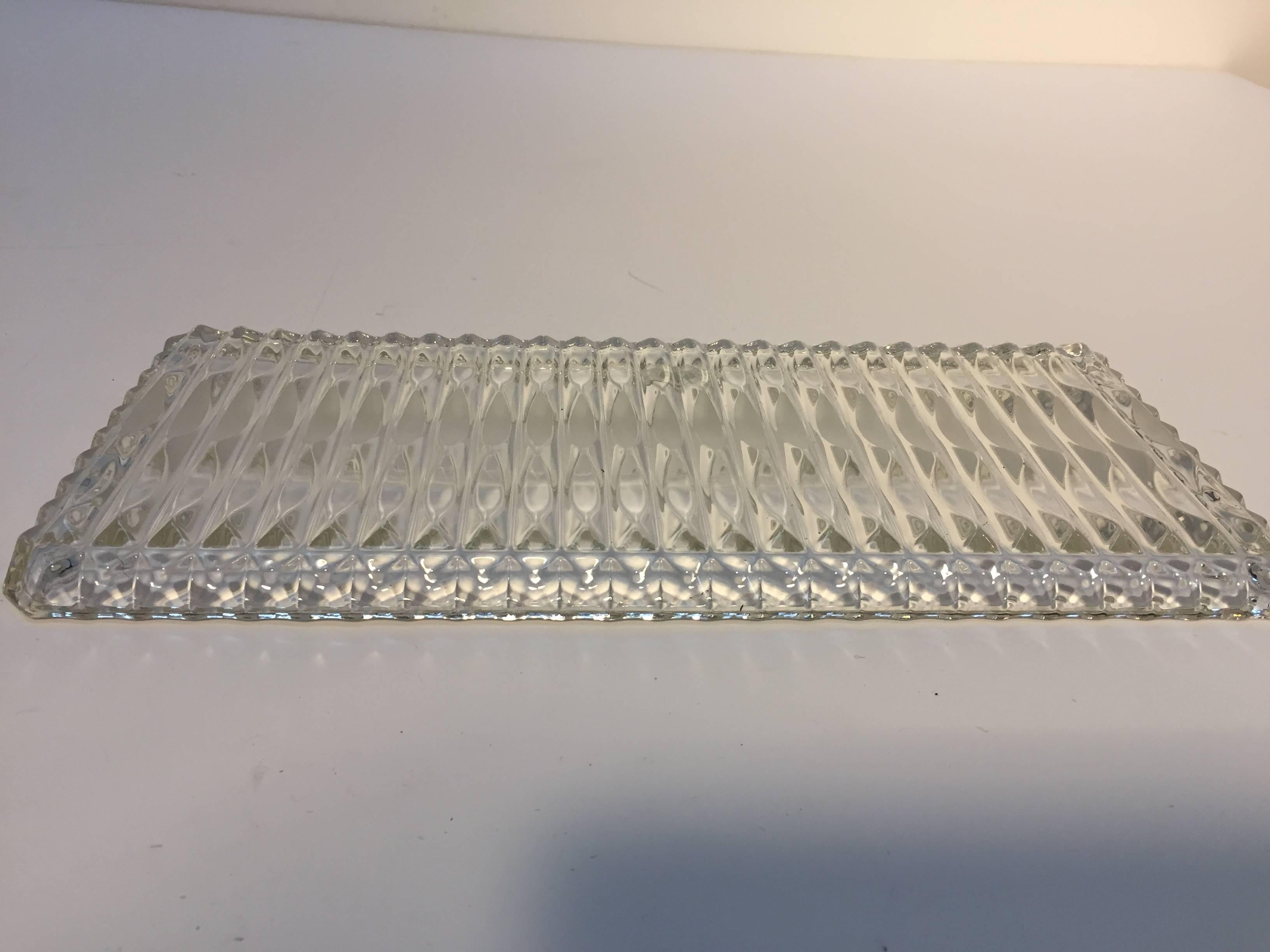 20th Century Crystal Glass Vanity or Cake Tray by Walther Glass, W. Germany, circa 1970