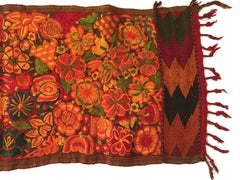 Italian Matyo Silk and Wool Embroidered Textile Table Runner