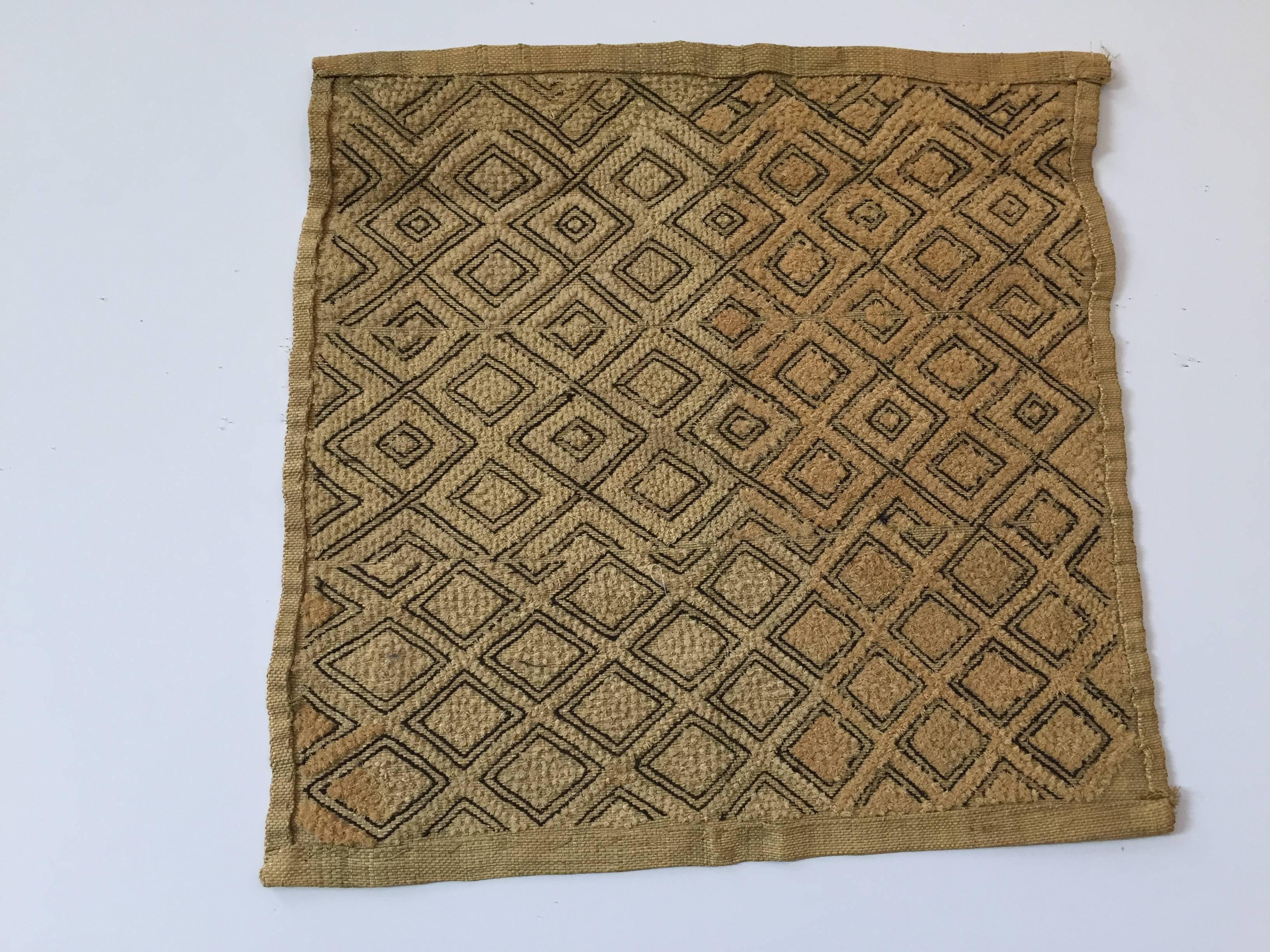 Congolese Handwoven Raffia Kuba Textiles from Congo Africa, Set of Three