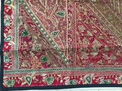 Hand Embroidered Mughal silk and metal threaded tapestry, India