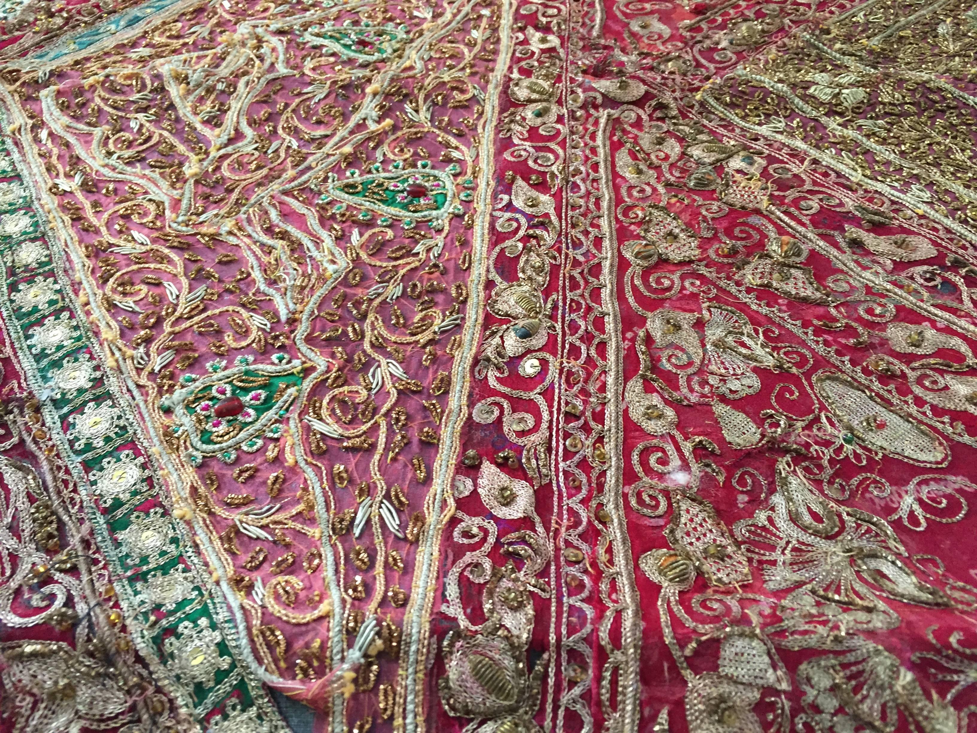 Hand Embroidered Mughal silk and metal threaded tapestry, India In Good Condition For Sale In North Hollywood, CA