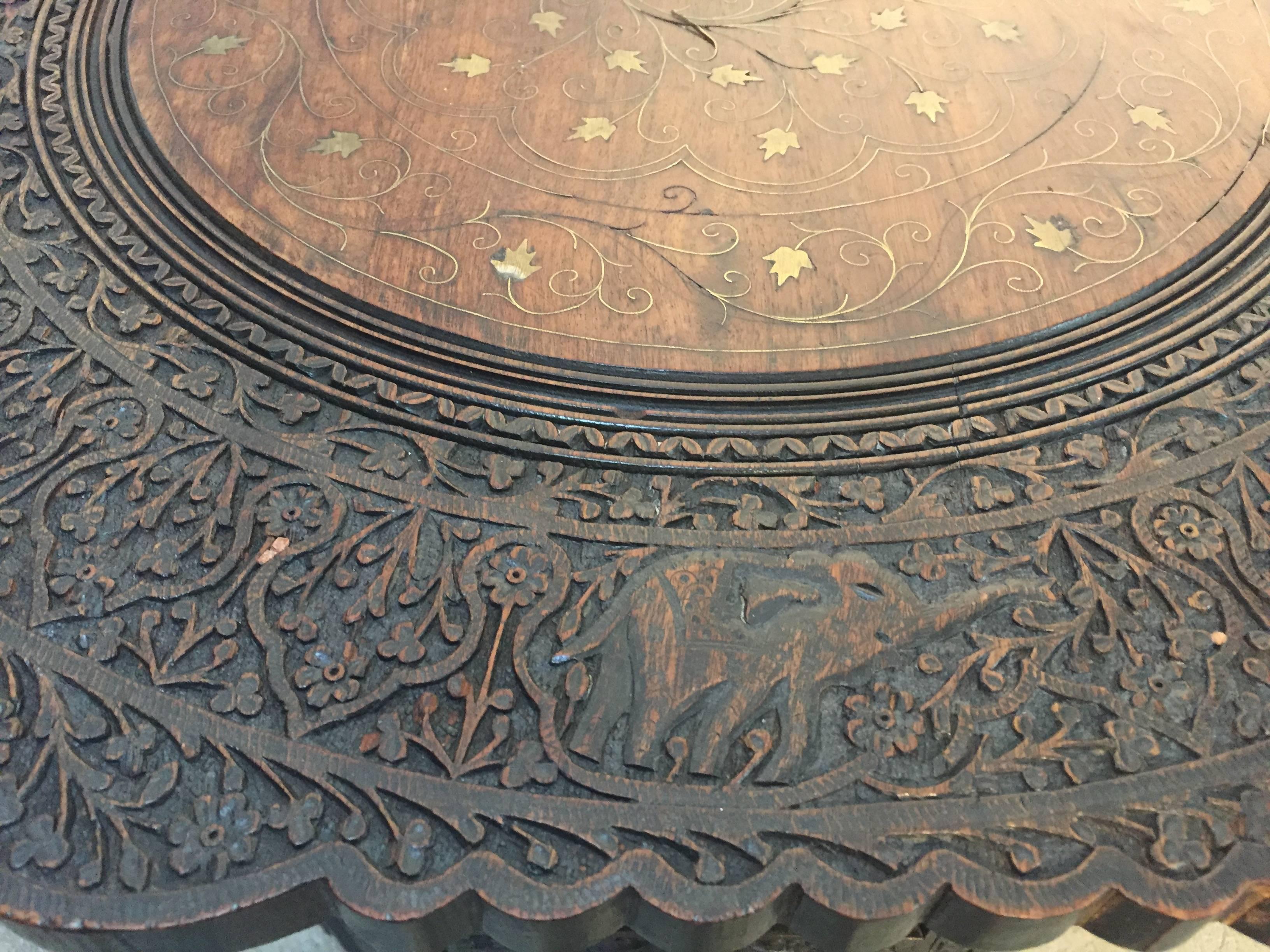 Moorish Anglo Indian Carved Octagonal Table