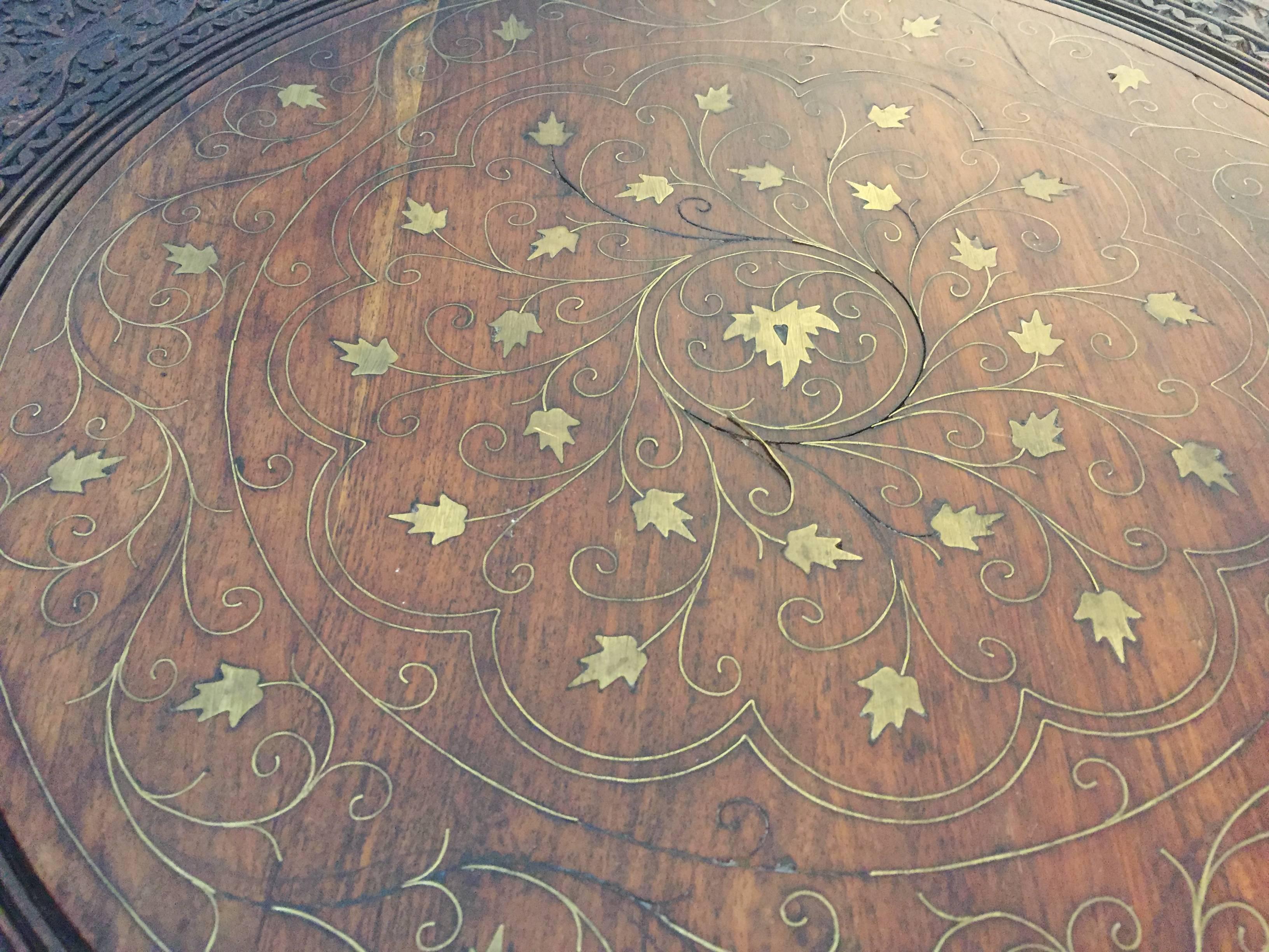 Hand-Carved Anglo Indian Carved Octagonal Table