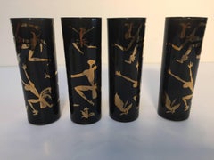 Collectible Josephine Baker Exotic African Dancers Gold and Black Barware 1950s