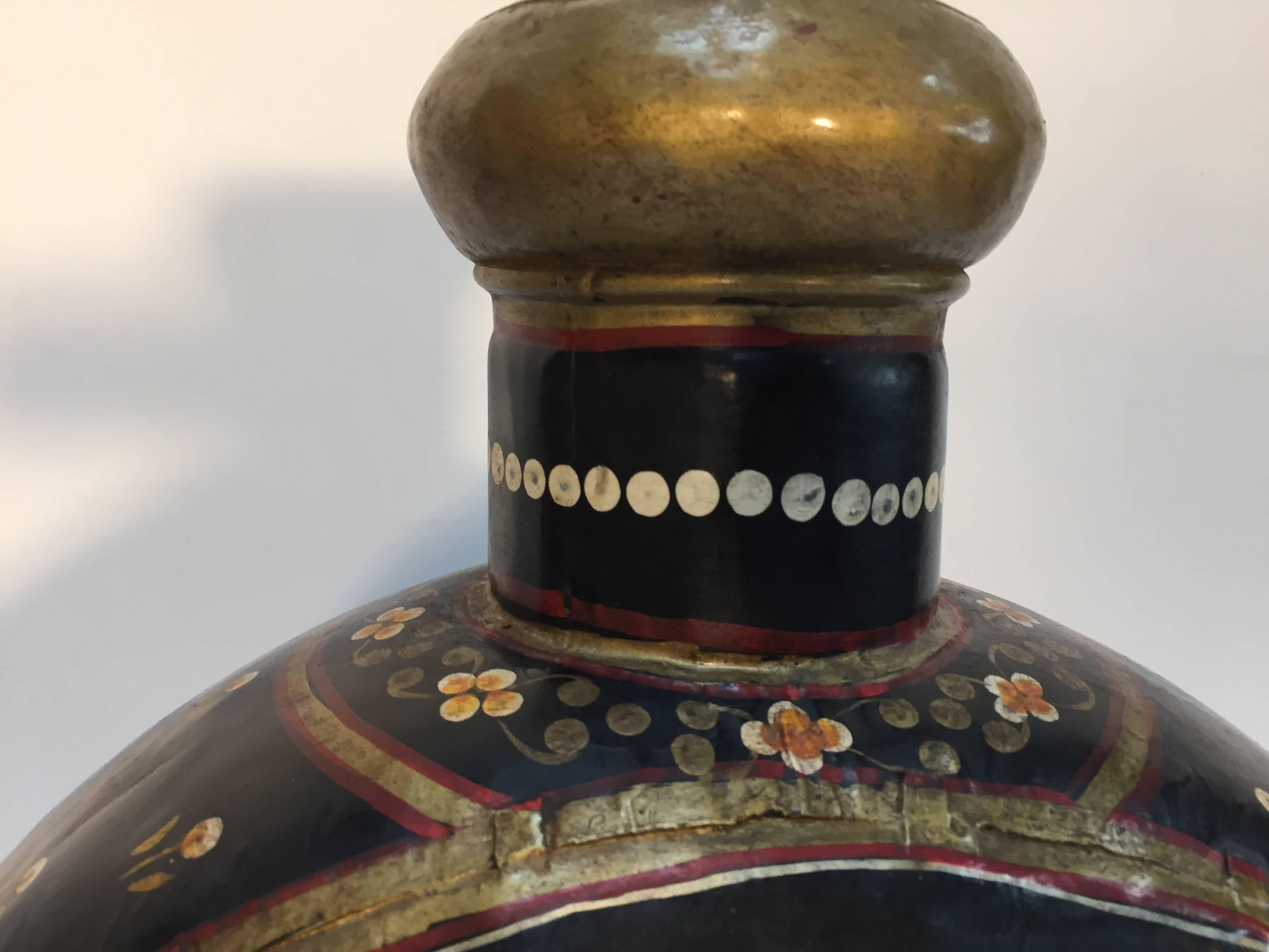 Hand-Hammered Anglo Raj Copper Black Hand-Painted Vessel Jug 4