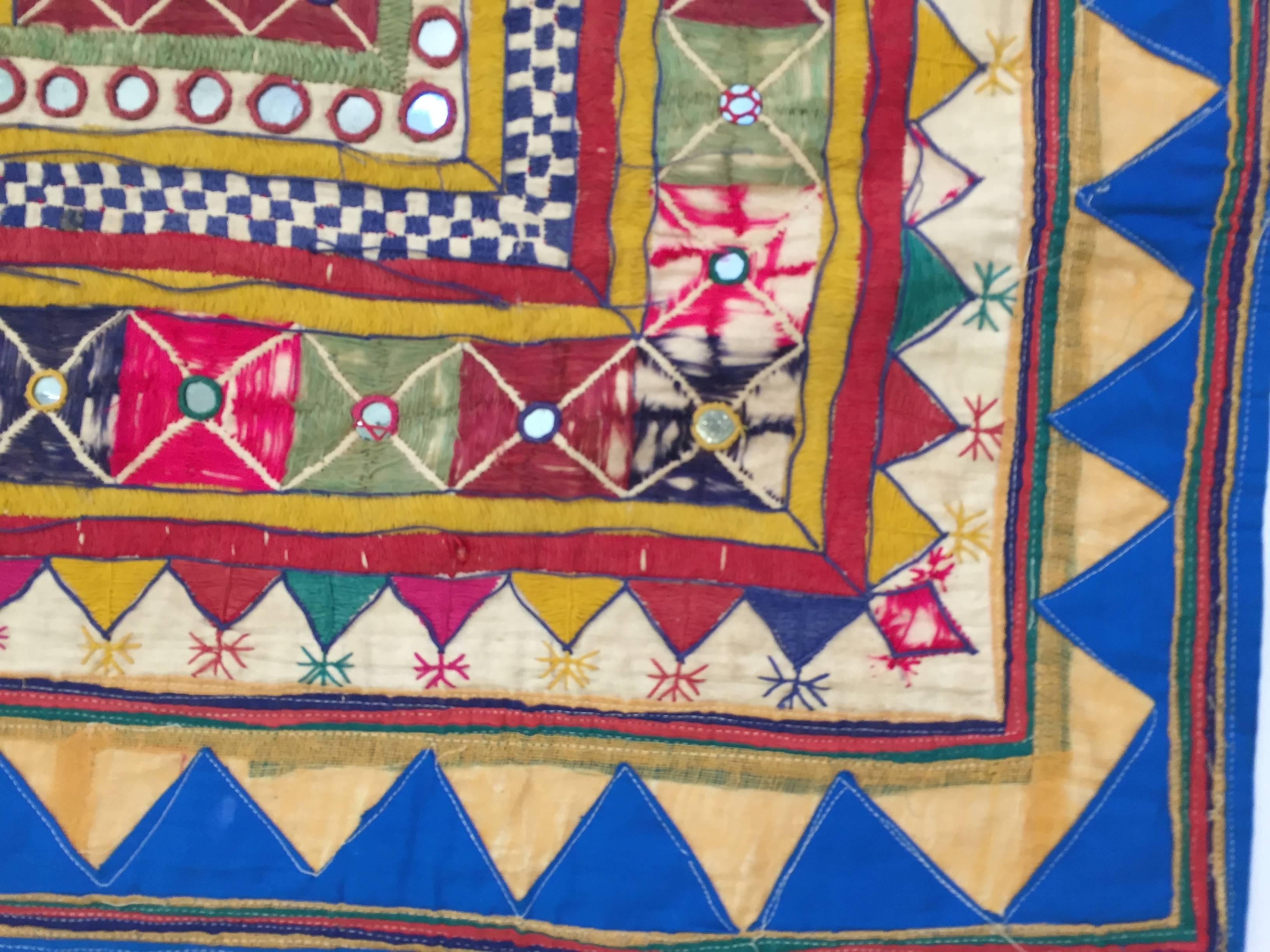 Indian Embroidered Ceremonial Chakla Cloth Textile