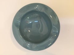 Art Deco Ceramic Ashtrays Blue and Yellow