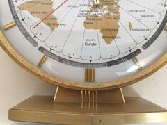 Modernist Desk World Clock Kundo by Kieninger & Obergfell West Germany 1960s