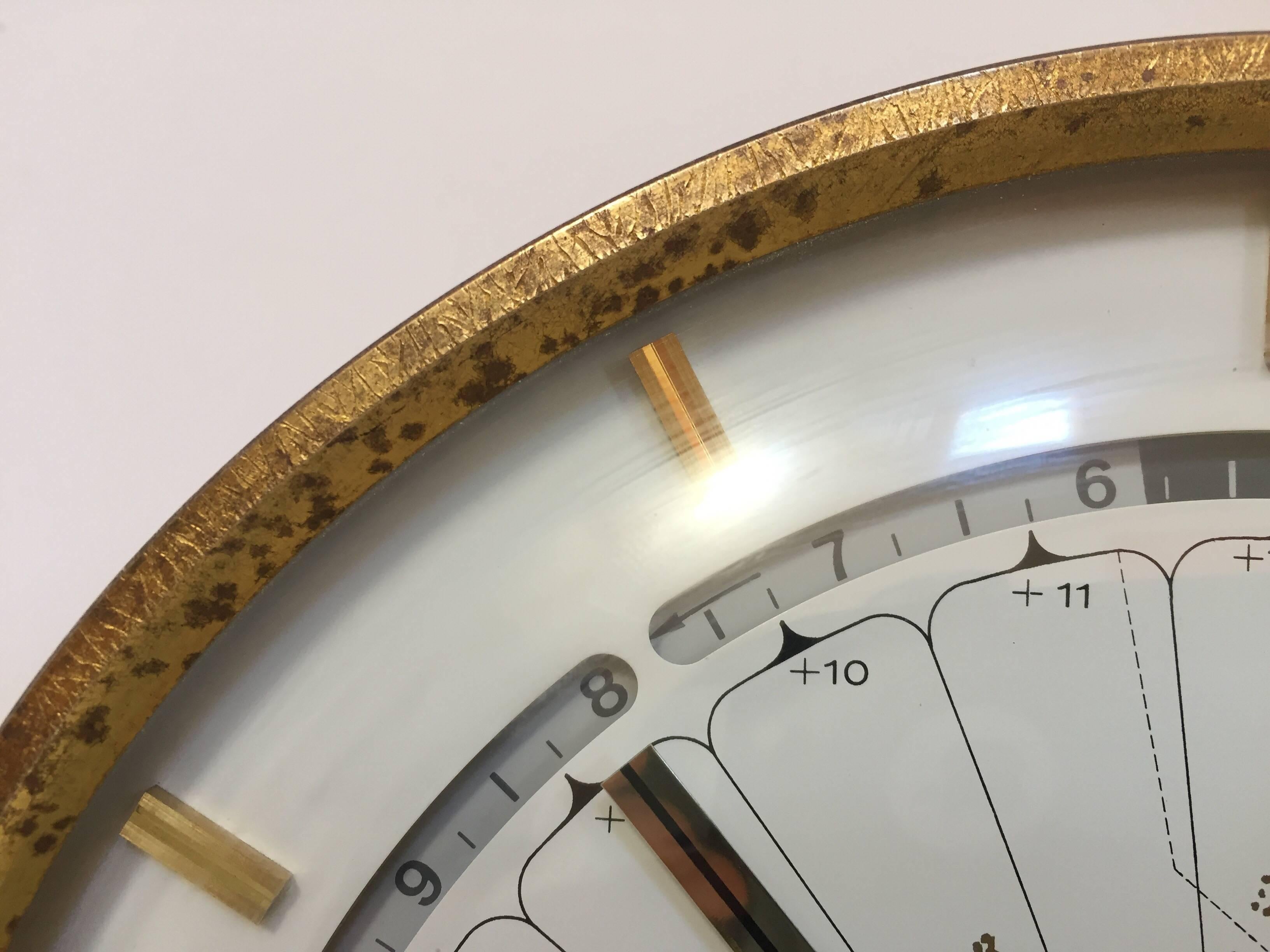 Laiton Horloge de bureau moderniste du monde Kundo de Kieninger & Obergfell, Allemagne de l'Ouest, années 1960