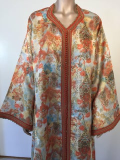 Moroccan Caftan Floral Brocade Multicolored Embroidered Kaftan 1970s