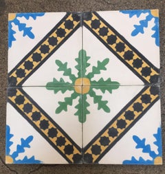 Moroccan Hand-Painted Cement Tile with Traditional Fez Design