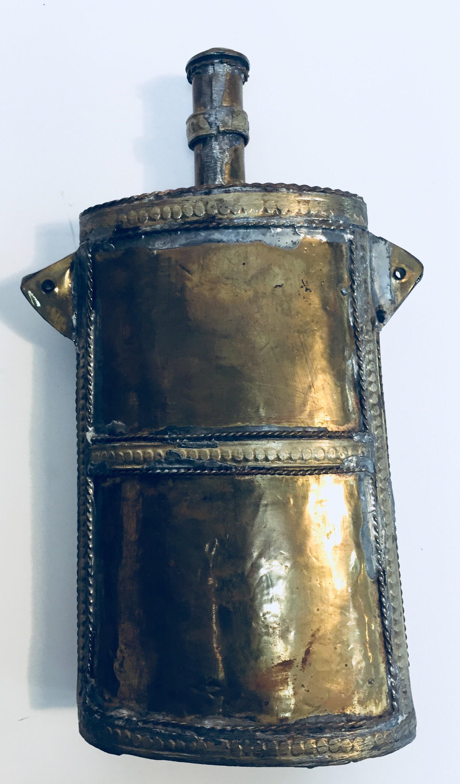 20th Century Moroccan Brass Berber Tribal Flask  For Sale