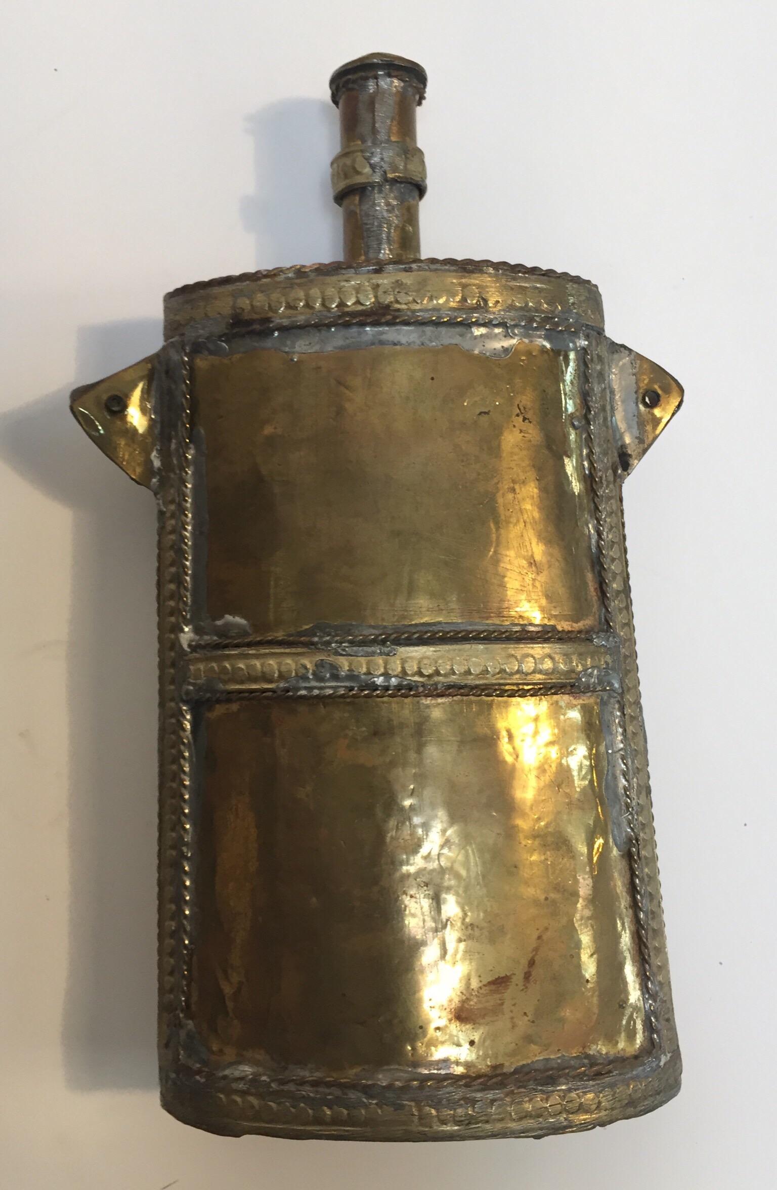 Moroccan Brass Berber Tribal Flask  For Sale 4