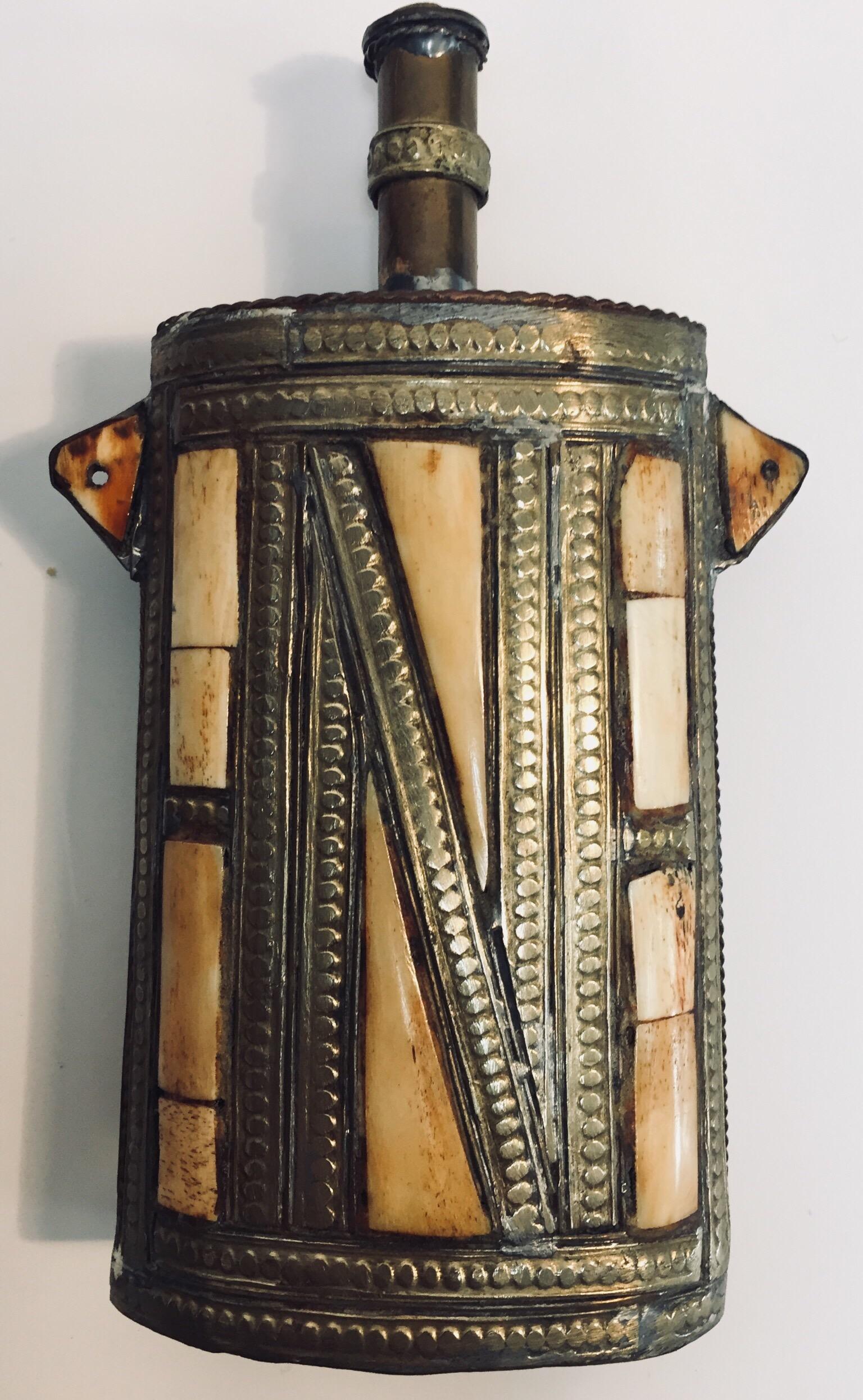 Moroccan Brass Berber Tribal Flask  For Sale 6