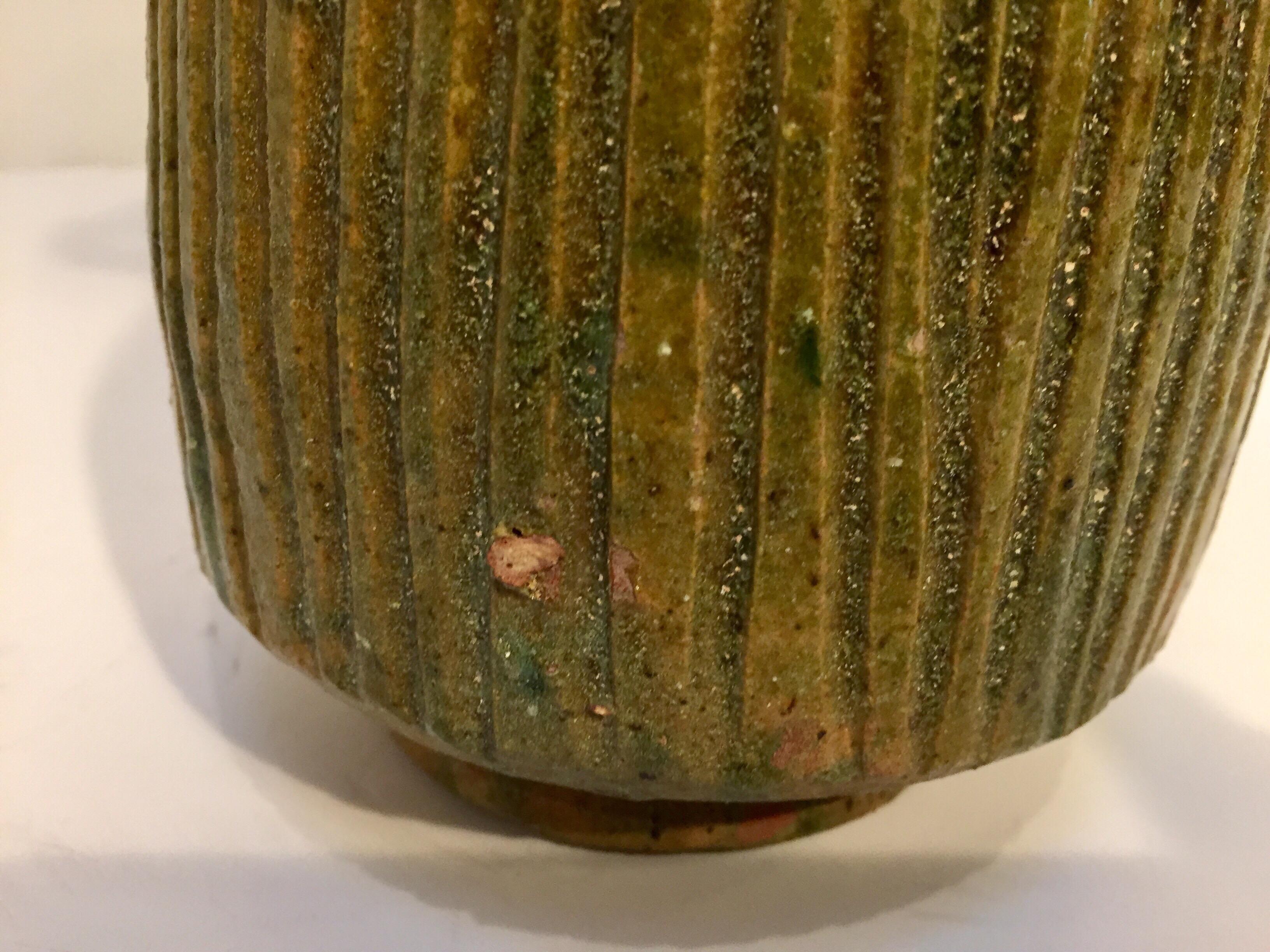 Moroccan Berber Green Glazed Terra Cotta Jar 1