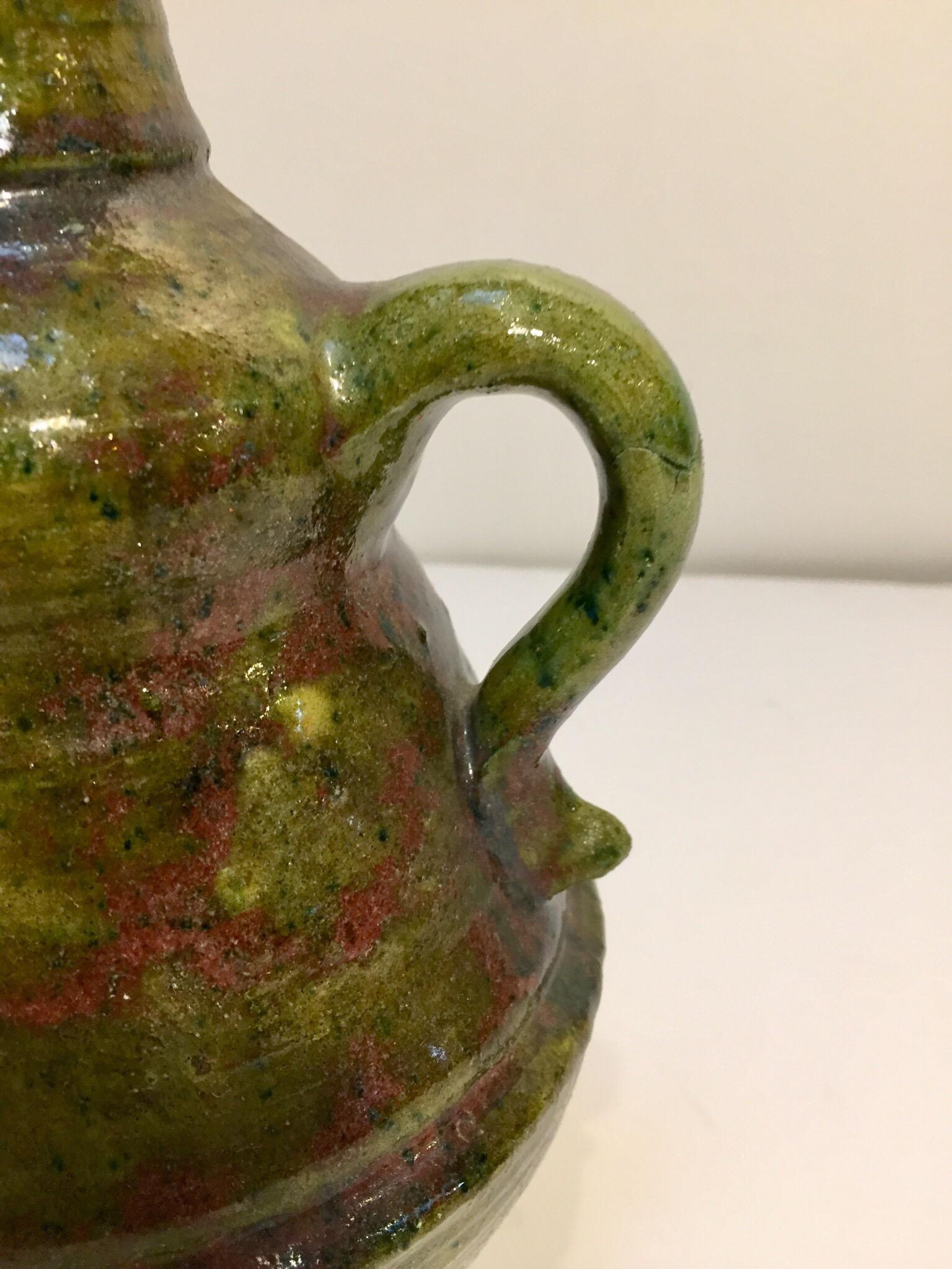 20th Century Moroccan Green Glazed Terracotta Jars