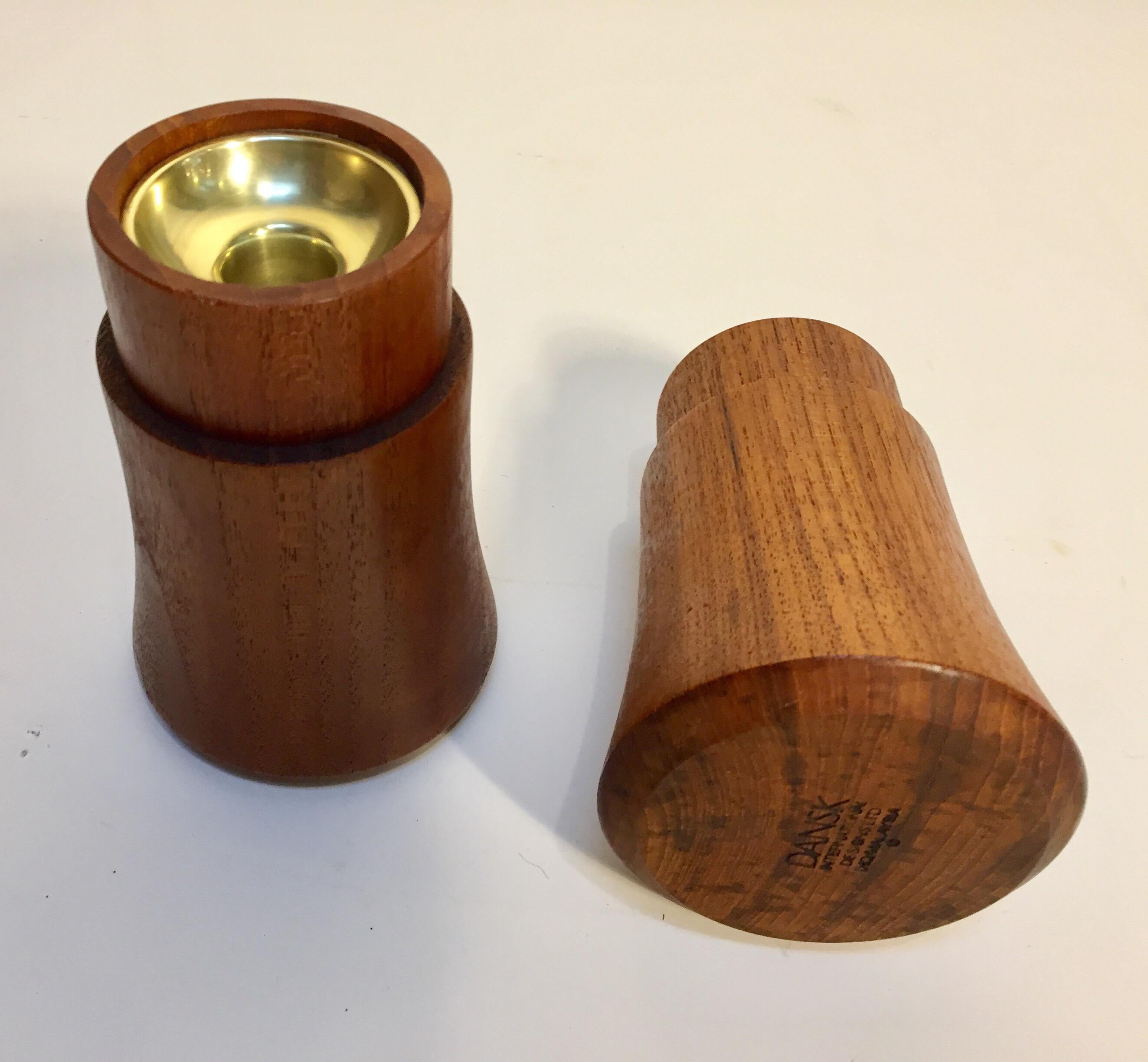 Pair of Midcentury Danish Modern Dansk Teak Candleholder 1