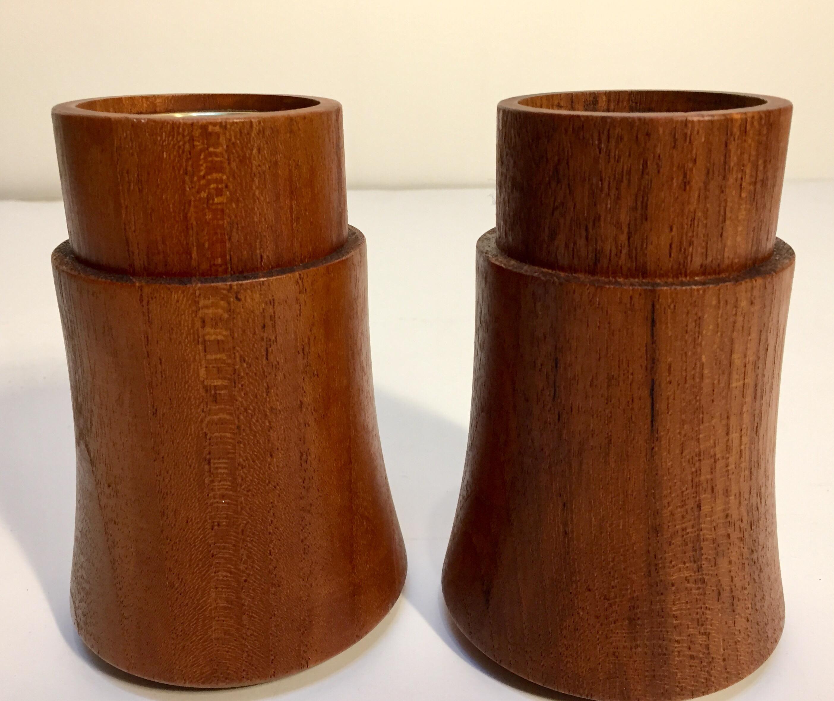 American Pair of Midcentury Danish Modern Dansk Teak Candleholder