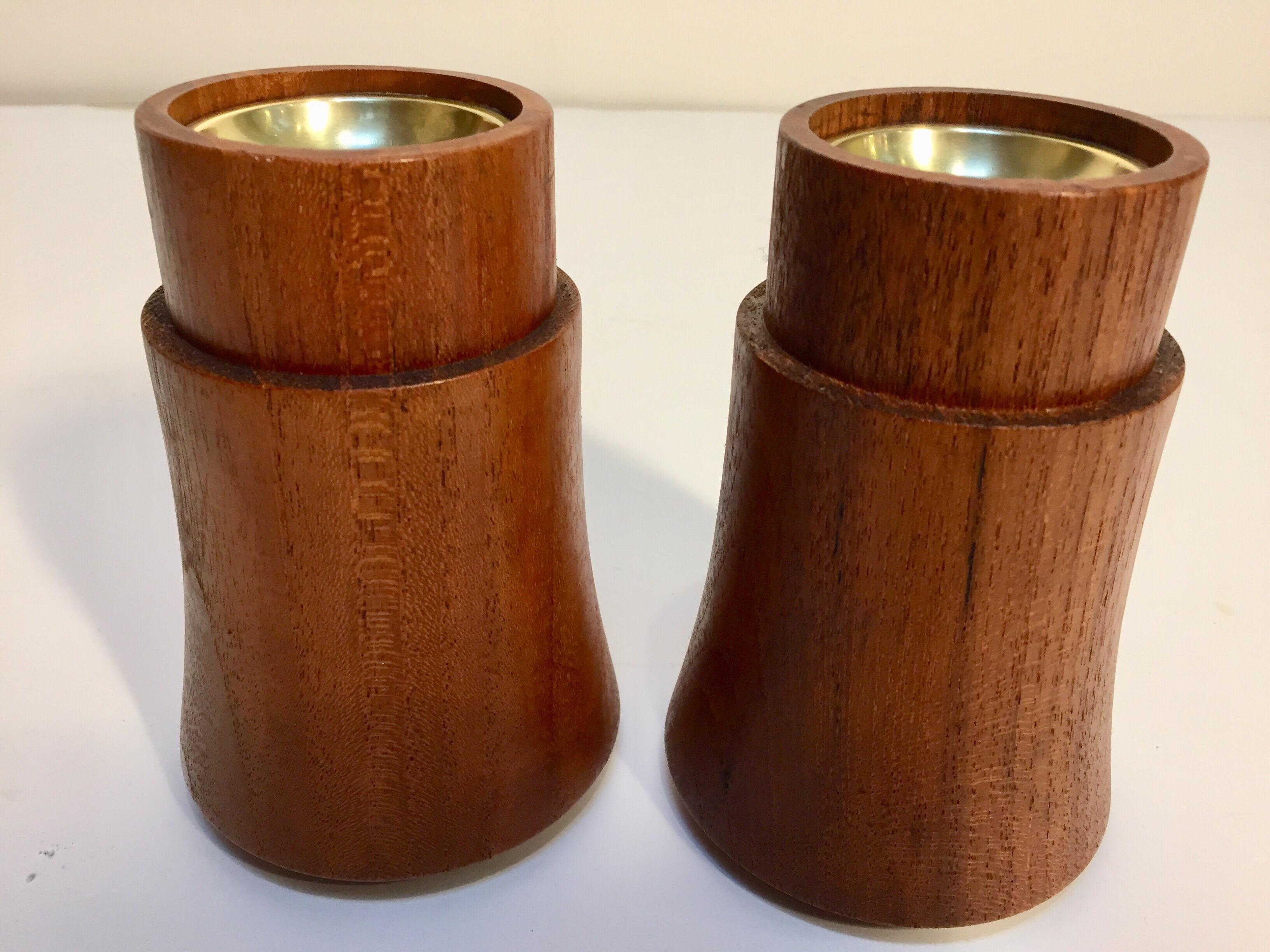 Pair of Midcentury Danish Modern Dansk Teak Candleholder 2