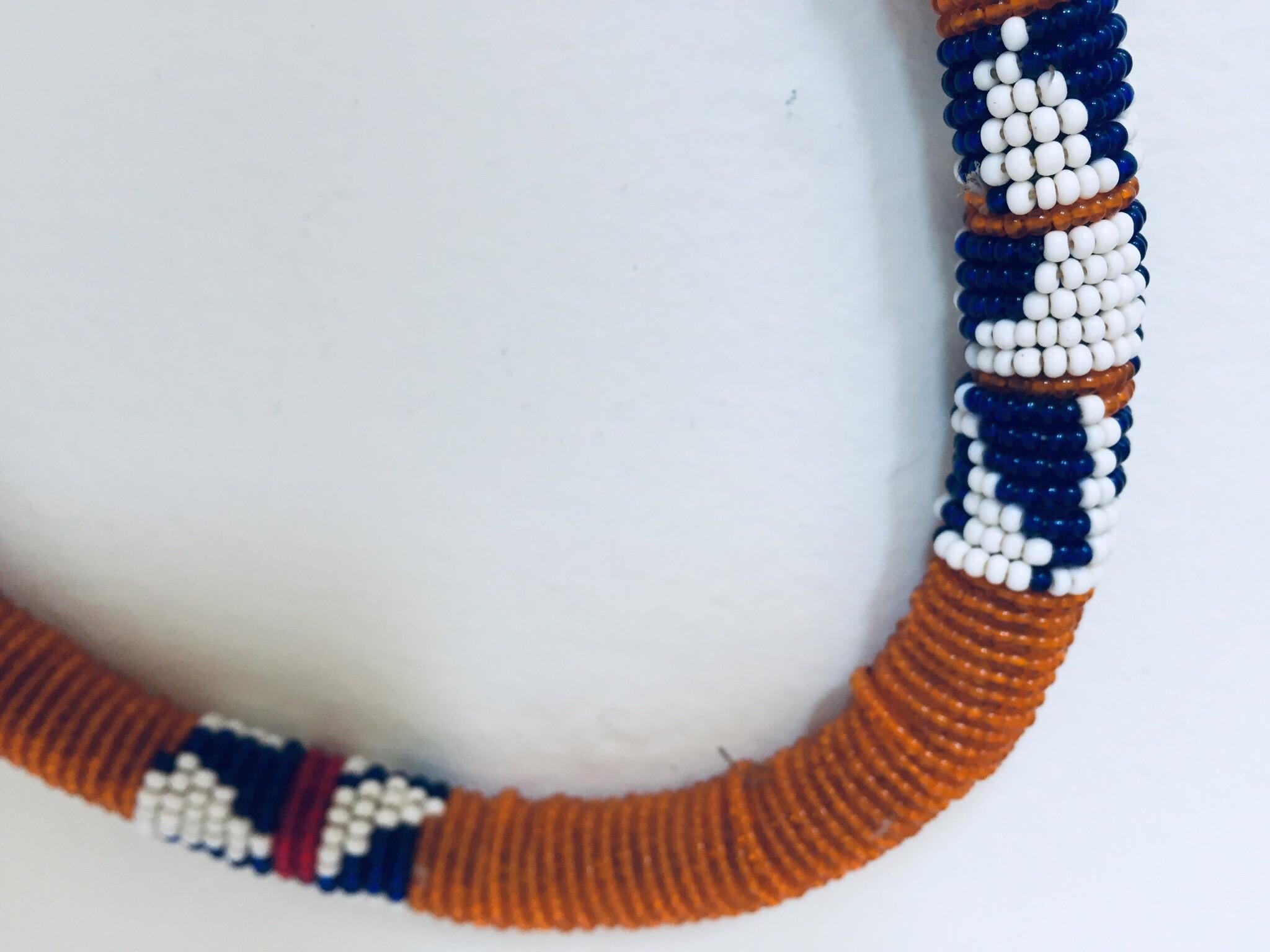 Tribal Vintage African Urembo Beaded Necklace Choker by the Maasai Tribe Kenya