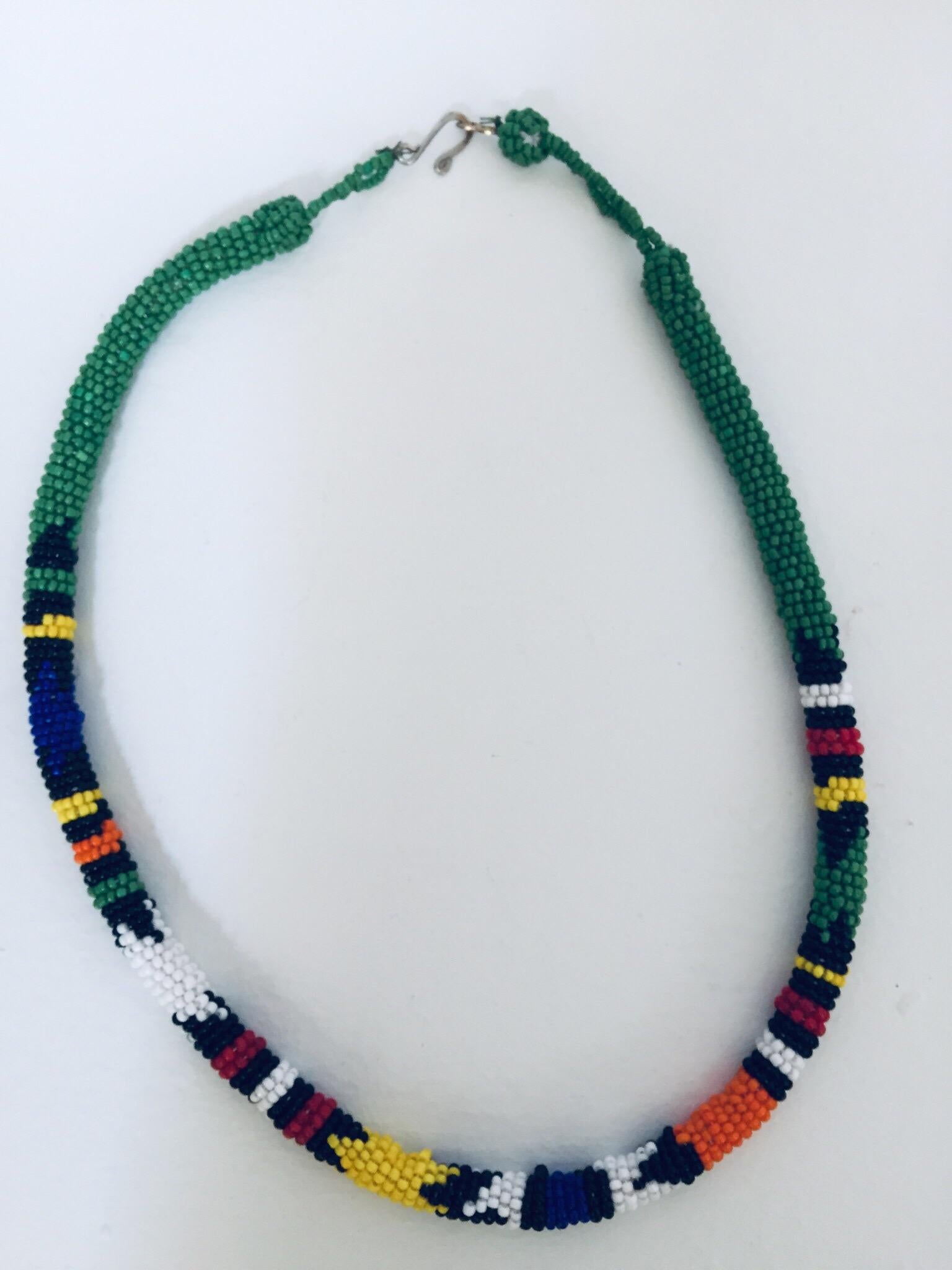 Hand-Crafted Vintage African Urembo Beaded Necklace Choker by the Maasai Tribe Kenya