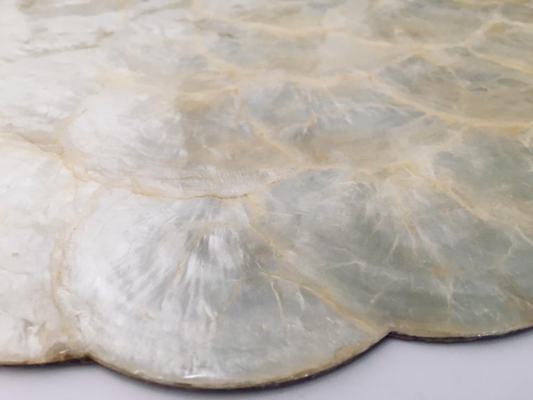 Handcrafted Six Placemats in Natural Capiz Pearl Shell Scalloped Edge at 1stDibs capiz
