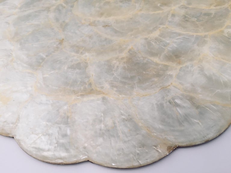 Handcrafted Six Placemats in Natural Capiz Pearl Shell Scalloped Edge