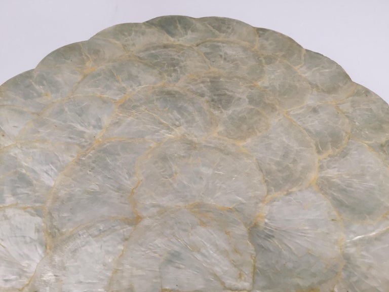 Handcrafted Six Placemats in Natural Capiz Pearl Shell Scalloped Edge at 1stDibs capiz