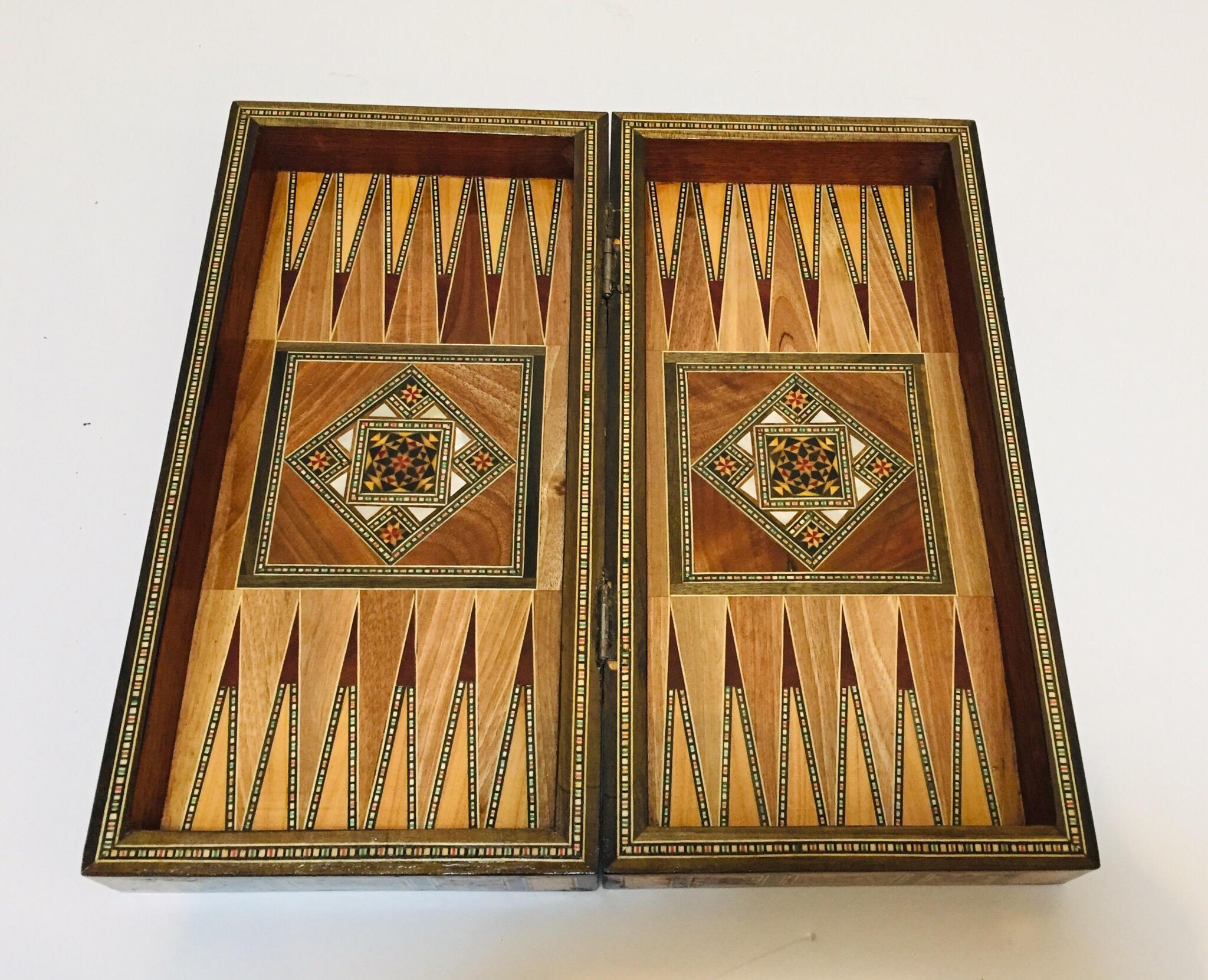 Syrian Inlaid Mosaic Backgammon and Chess Game Box 2