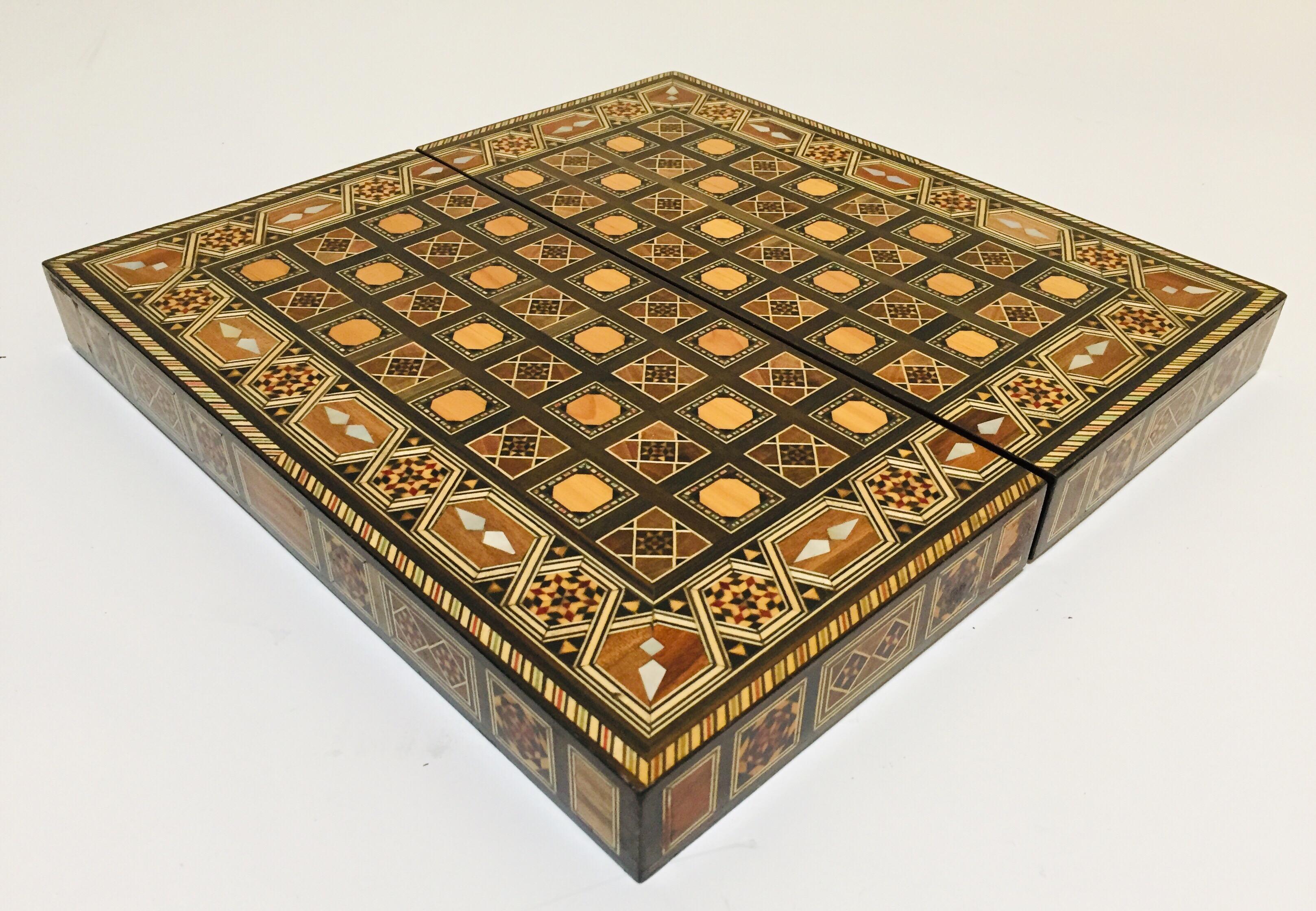 Syrian Inlaid Mosaic Backgammon and Chess Game Box 4