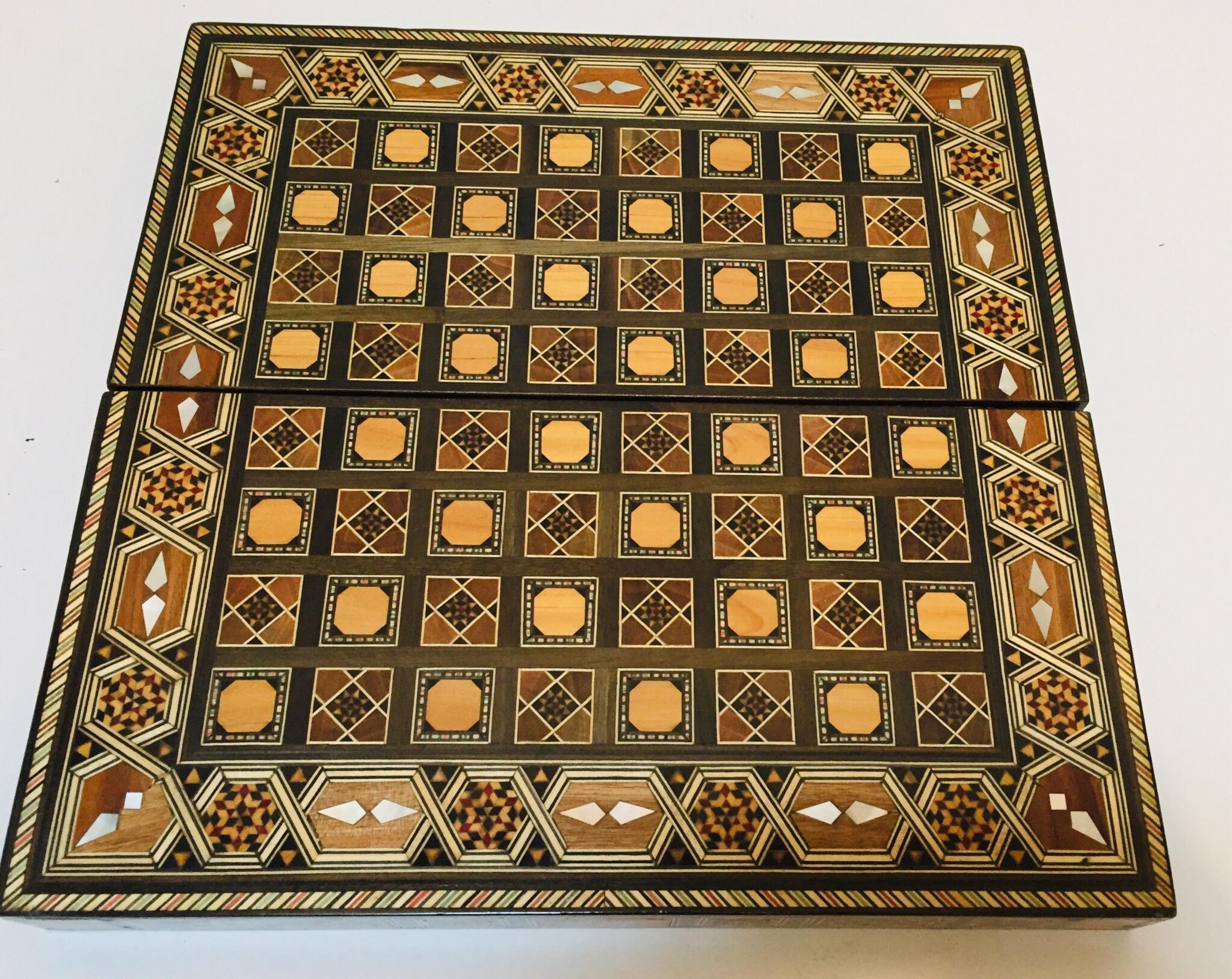 Syrian Inlaid Mosaic Backgammon and Chess Game Box 5