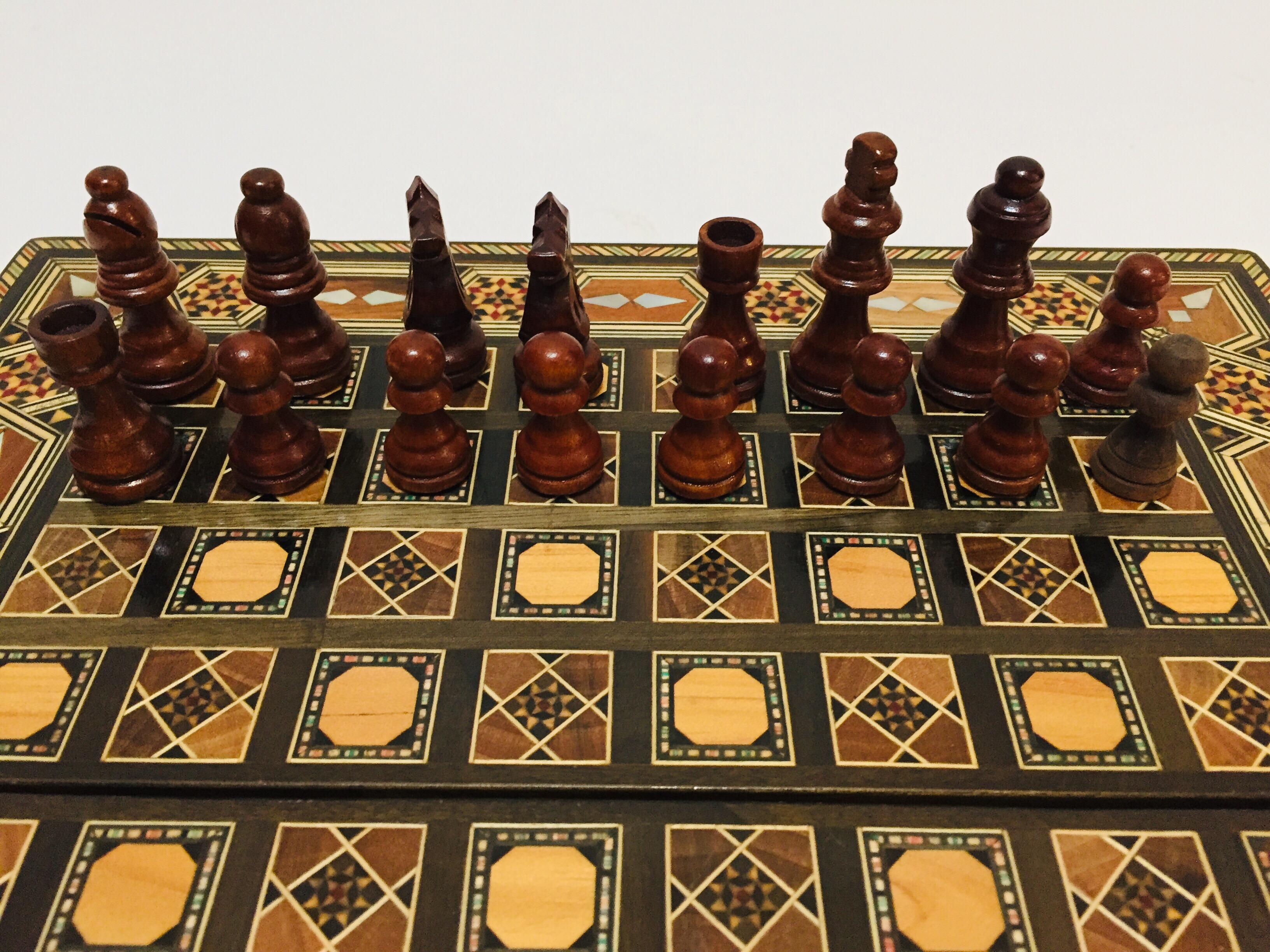 Syrian Inlaid Mosaic Backgammon and Chess Game Box 6