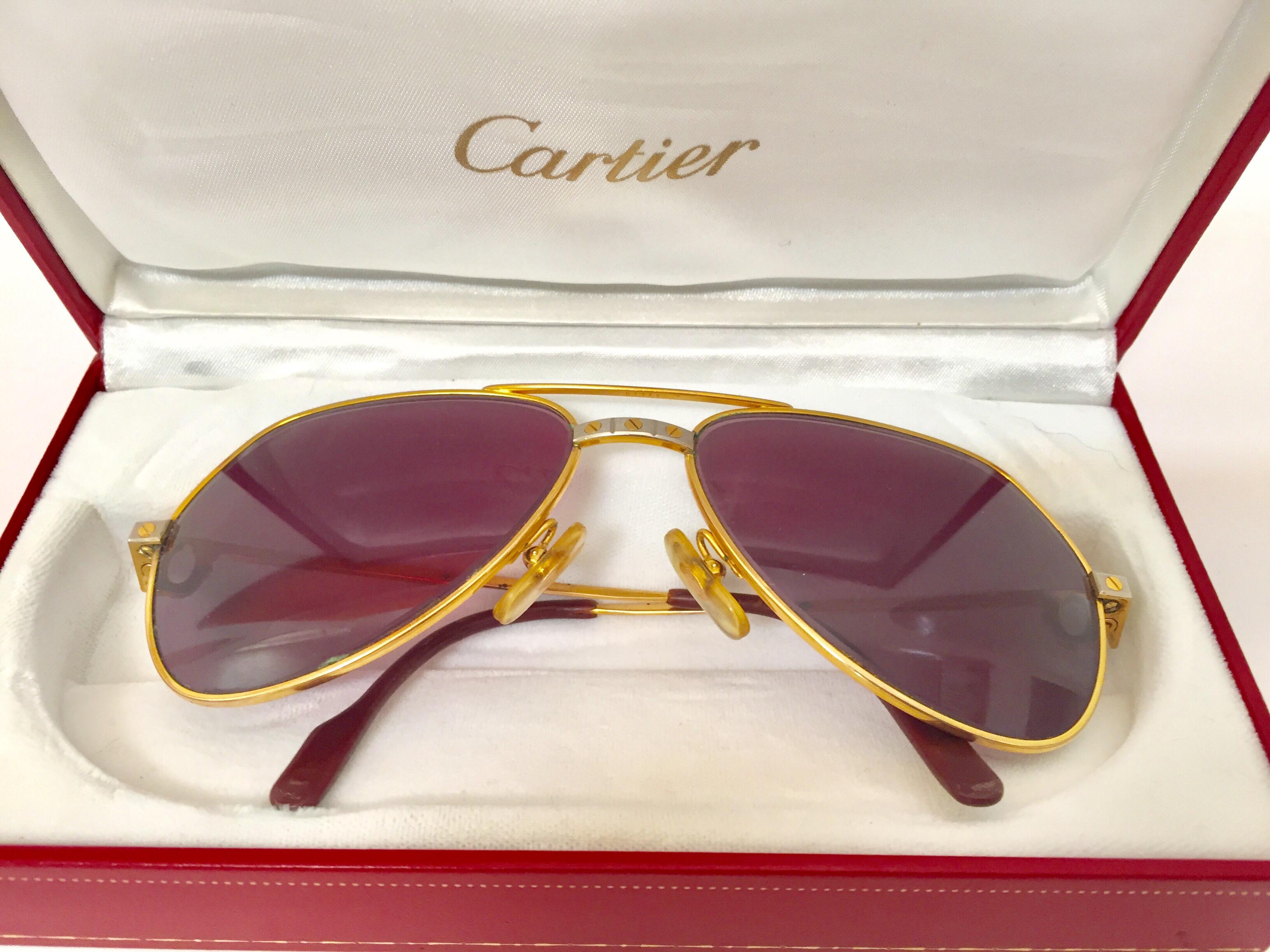 Cartier Vintage Large Vendome Santos Sunglasses with Box, 1980 5