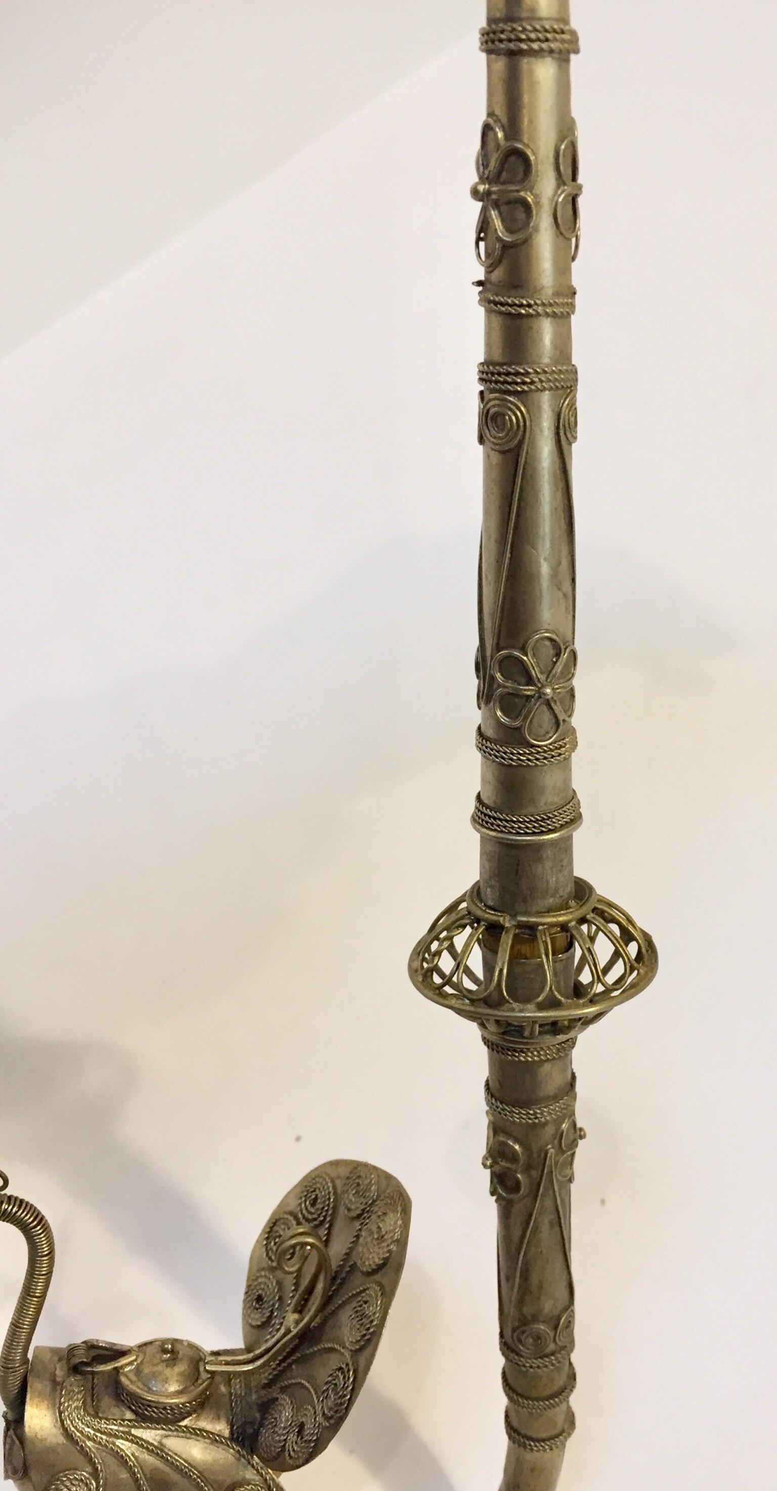 Silver Plate Asian Peacock Form Opium Pipe