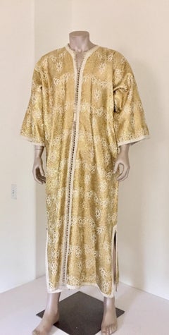 Moroccan Caftan in Silver and Gold Brocade Vintage Gentleman Kaftan Circa 1960